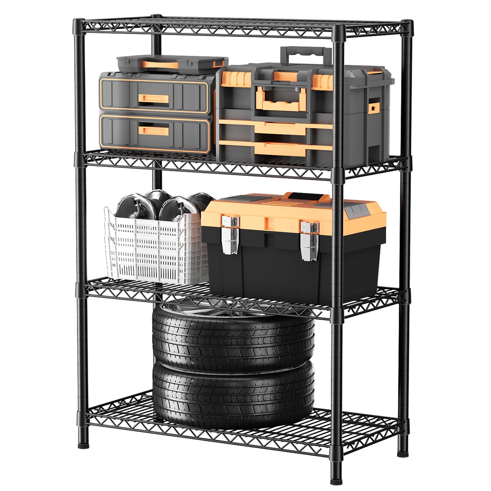 Heavy Duty Adjustable Metal Shelving Unit - 5-Tier Garage Storage Shelf, 18