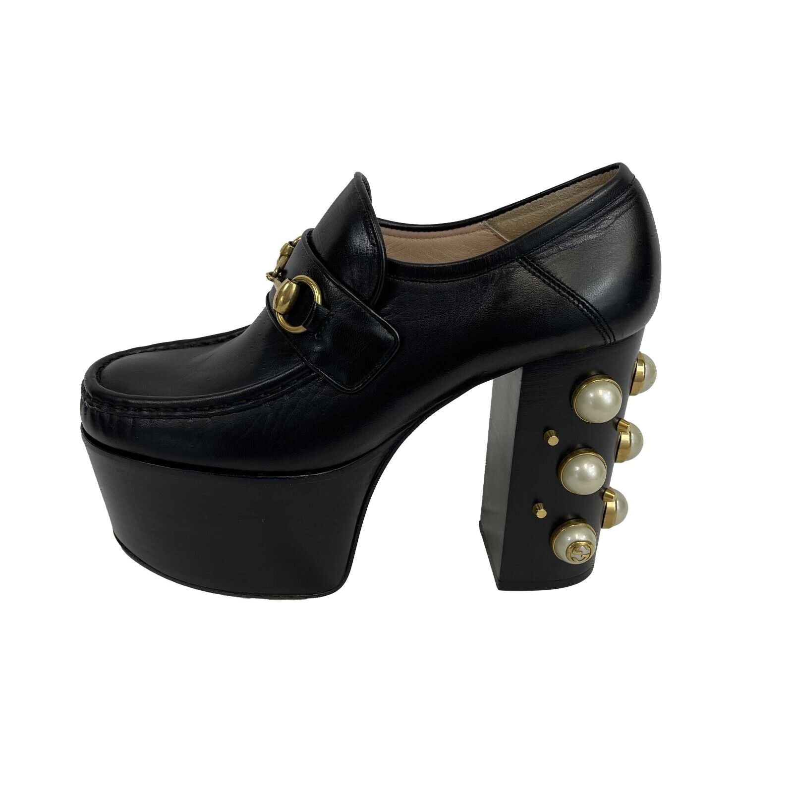 Gucci Studded Leather Vegas Platform Loafers - Women's Size 37 / US 7 - New Luxury Designer Shoes for Parties, Night Out & Fashion Events
