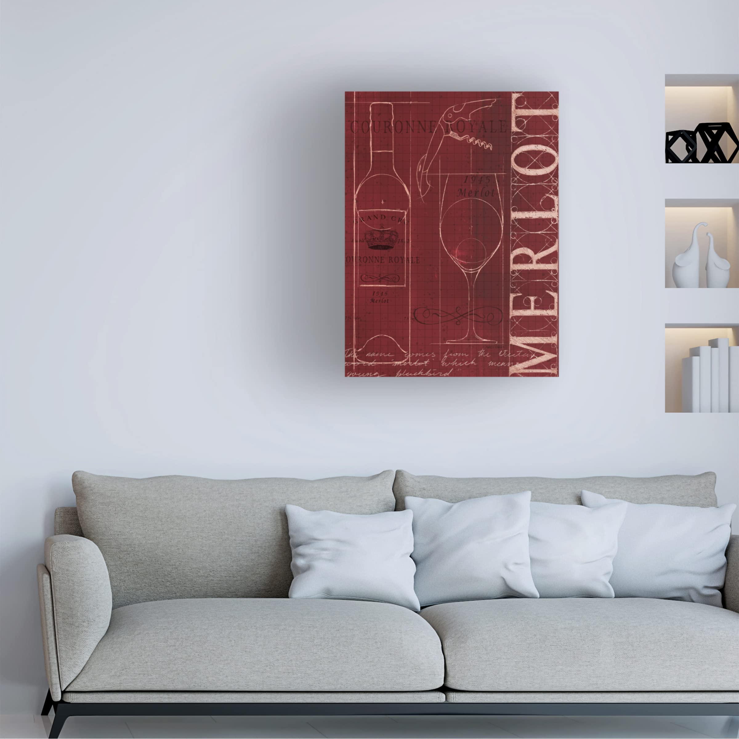 Trademark Fine Art 'Wine Blueprint II' Canvas Wall Art by Marco Fabiano - Perfect for Dining Room, Kitchen & Wine Cellar Decor