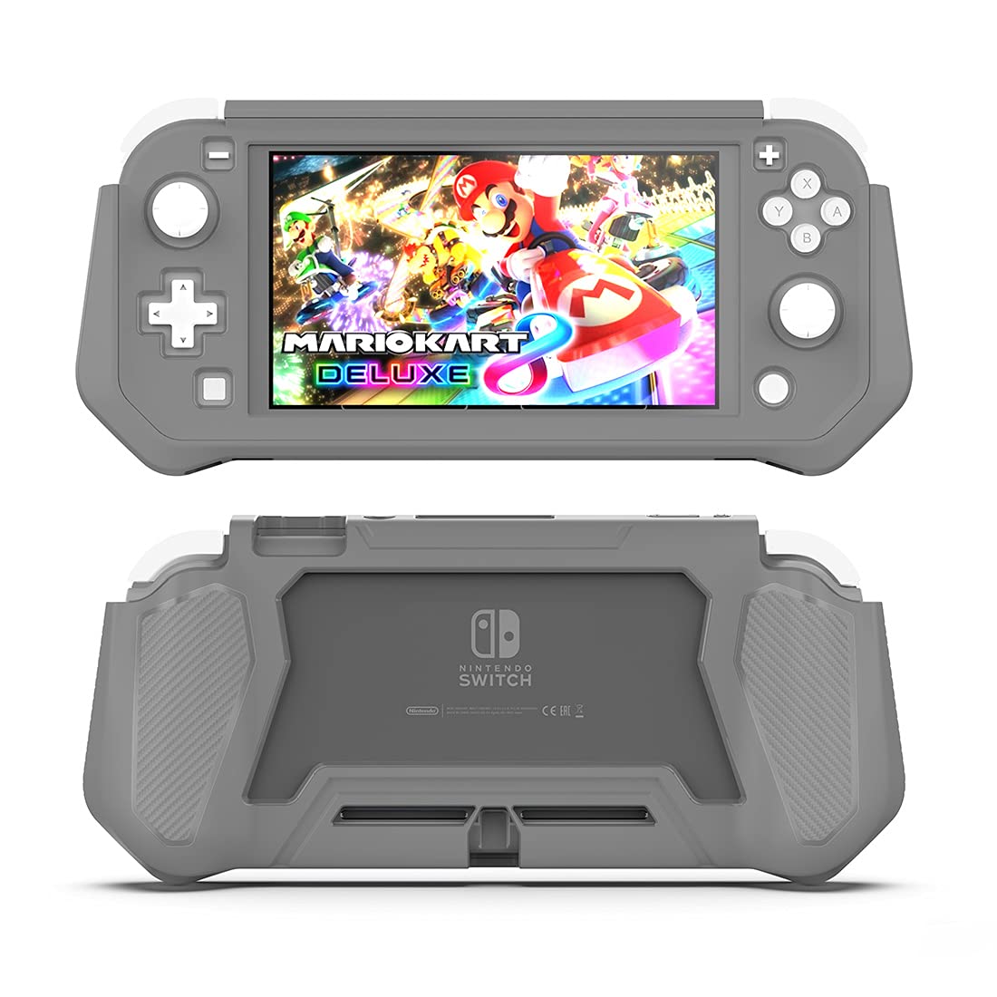 Durable Nintendo Switch Lite Protective Case with Detachable Screen Protector & Ergonomic Hand Grip - Shockproof Cover Compatible with Switch Lite 2019 (Gray) - Perfect for Gaming On-The-Go & Travel Protection