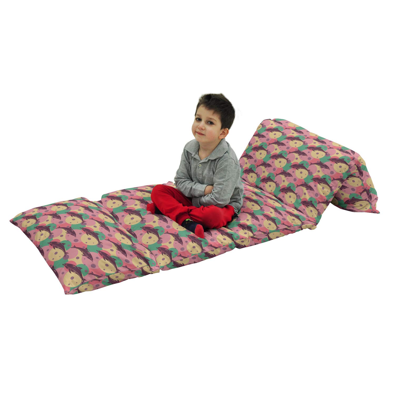 Ambesonne Waterproof Floor Pillow Cover - Dolphin & Ocean Bubbles Design, 88