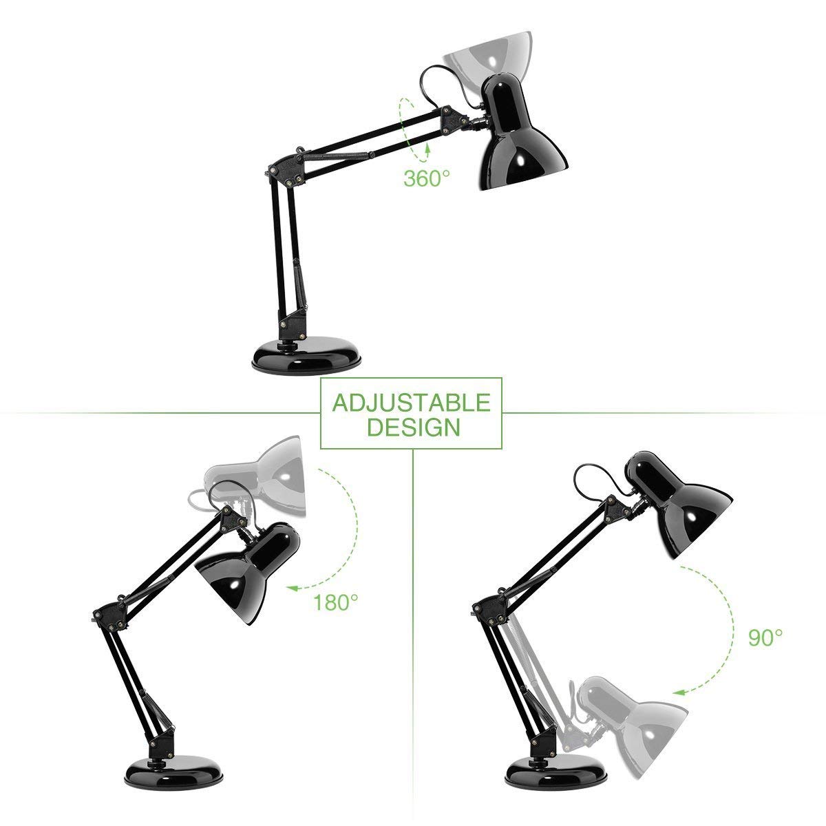 Adjustable Swing Arm Desk Lamp with LED Bulb & Clamp - Metal Architect Table Lamp for Office, Home, Dorm - Perfect for Reading, Studying & Workspace Lighting