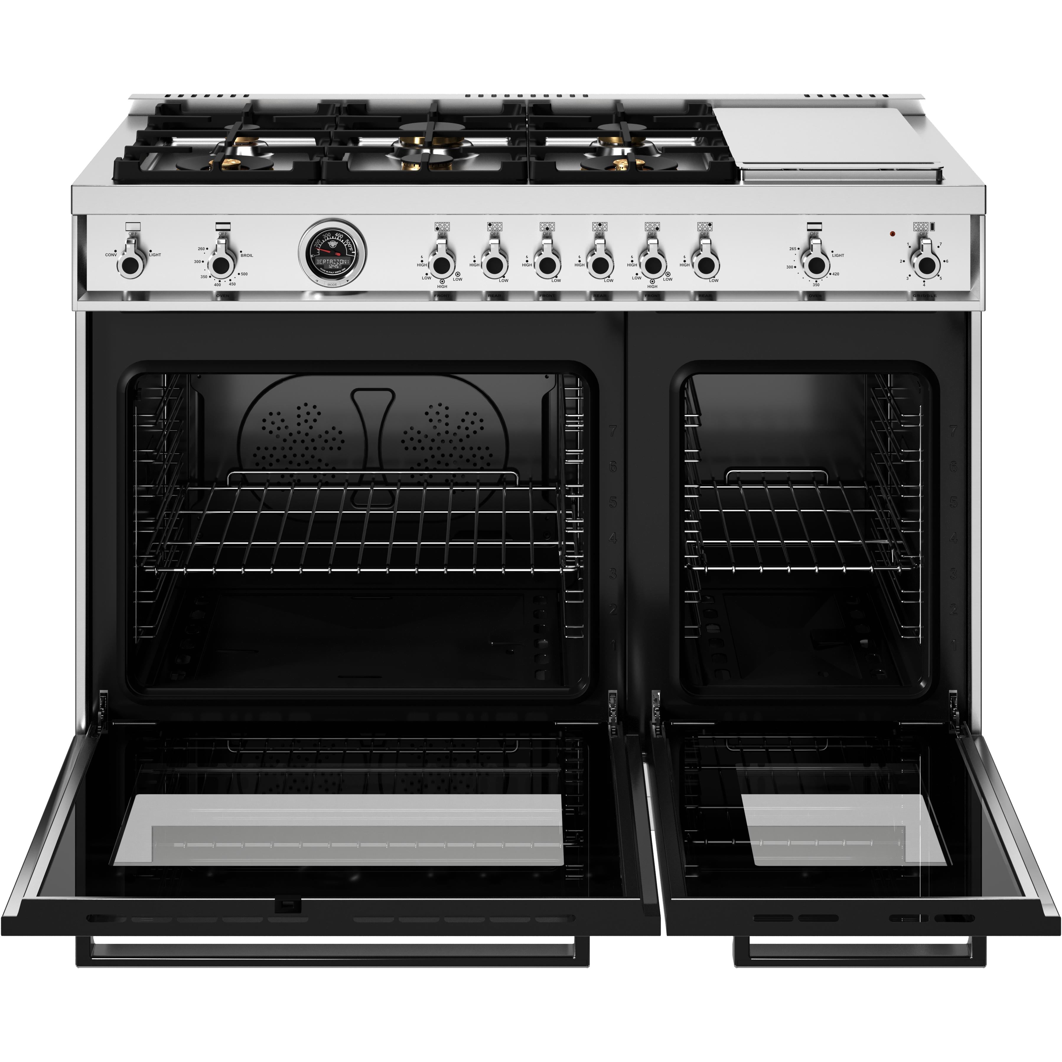 Bertazzoni PRO486BTFGMXT 48-Inch Freestanding Gas Range - Professional Series with 6 Burners & Griddle - Perfect for Home Chefs & Gourmet Cooking