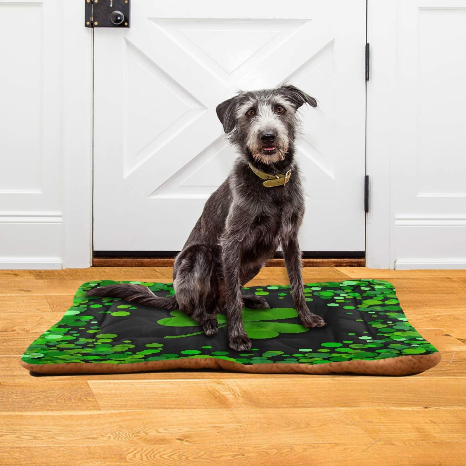 Shamrock Clover Pet Bed for Dogs & Cats – Ultra Soft Rectangle Comfort Bed for Small & Medium Pets, Calming & Cozy (24x18 Inches) – Perfect for Home, Office, or Travel Use
