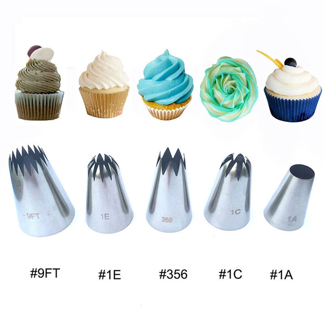 5-Piece Stainless Steel Rose Flower Piping Tips Set - Professional Cake Decorating Nozzles for Cupcakes, Cookies & Frosting - Baking Tools for Wedding Cakes, Birthday Parties & Home Baking