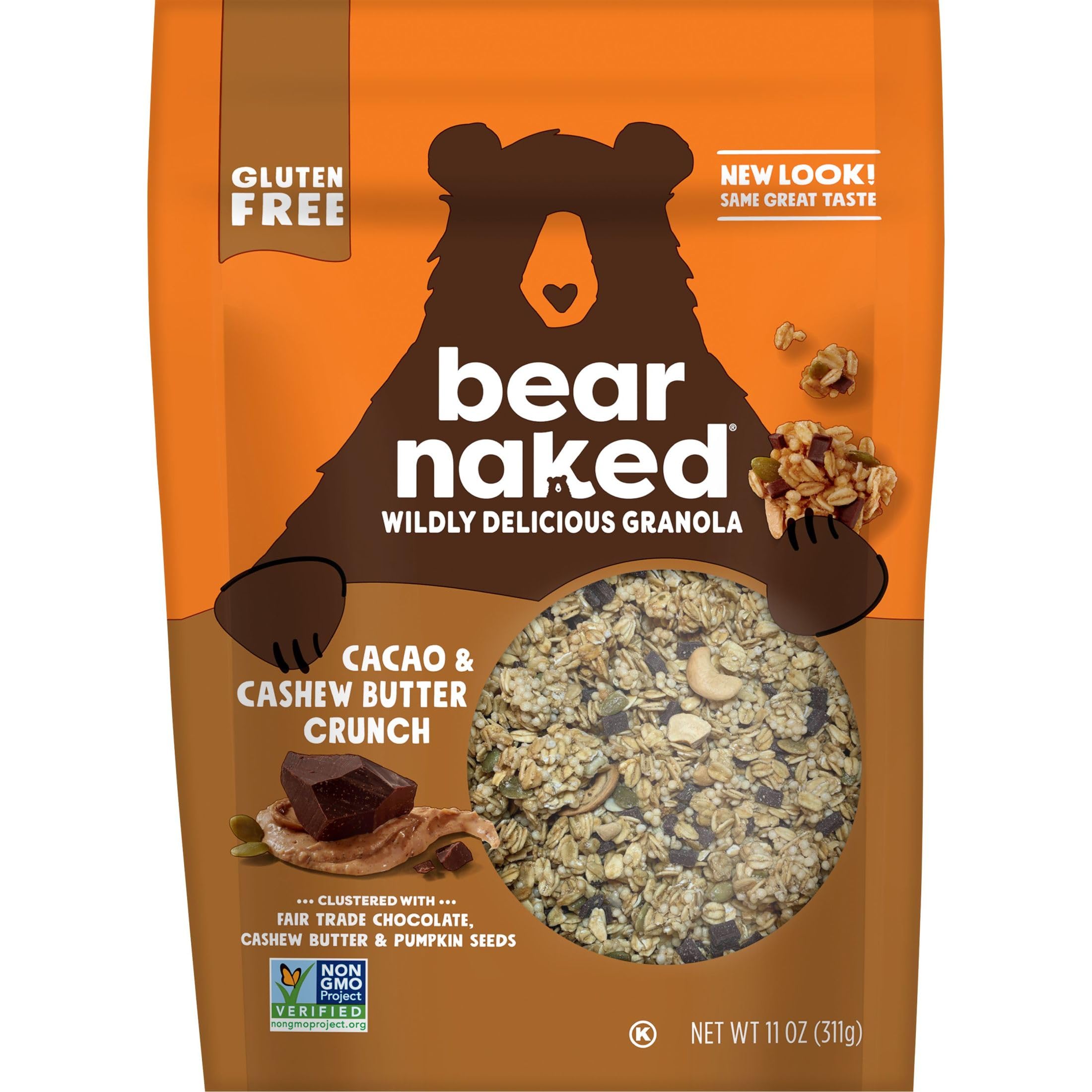 Bear Naked Granola Cereal - Whole Grain Granola with Cacao & Cashew Butter Crunch - Healthy Breakfast Snacks & On-the-Go Energy Bars - 11oz Resealable Bag (Pack of 1) - Perfect for Breakfast, Hiking & Office Snacks