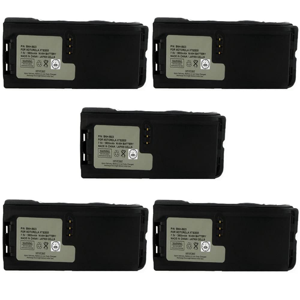 Synergy Digital 2-Way Radio Batteries - 5 Pack Ni-MH 7.5V 3800mAh Replacement Battery for Motorola NTN8294B & E.F. Johnson NTN8923 - Ideal for Business, Security, and Outdoor Communication