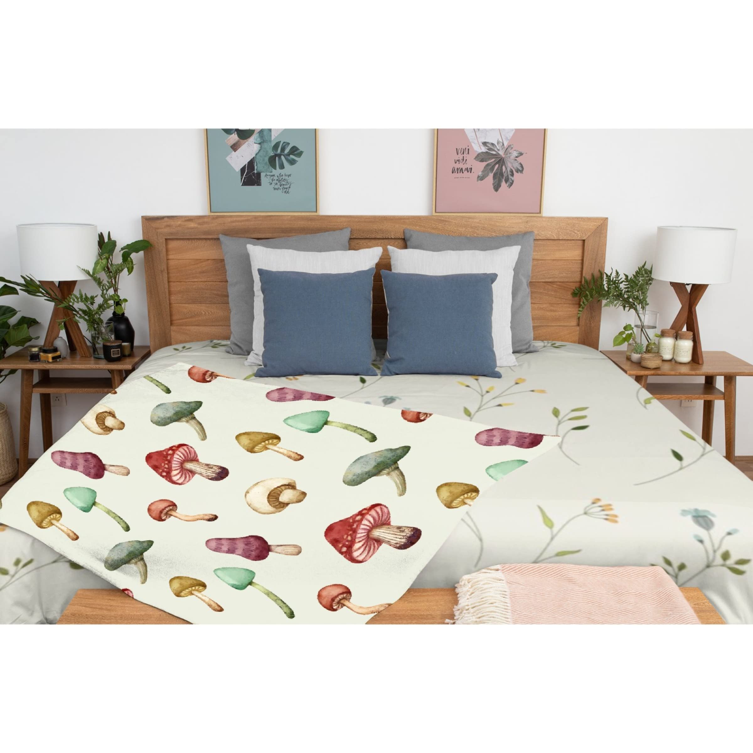**Avalokitesvara Wild Forest Mushroom Flannel Blanket – Ultra Soft & Warm 80x60 Inch – Cozy Throw for Bed, Couch, Sofa – Perfect for Adults, Winter Nights & Home Decor**