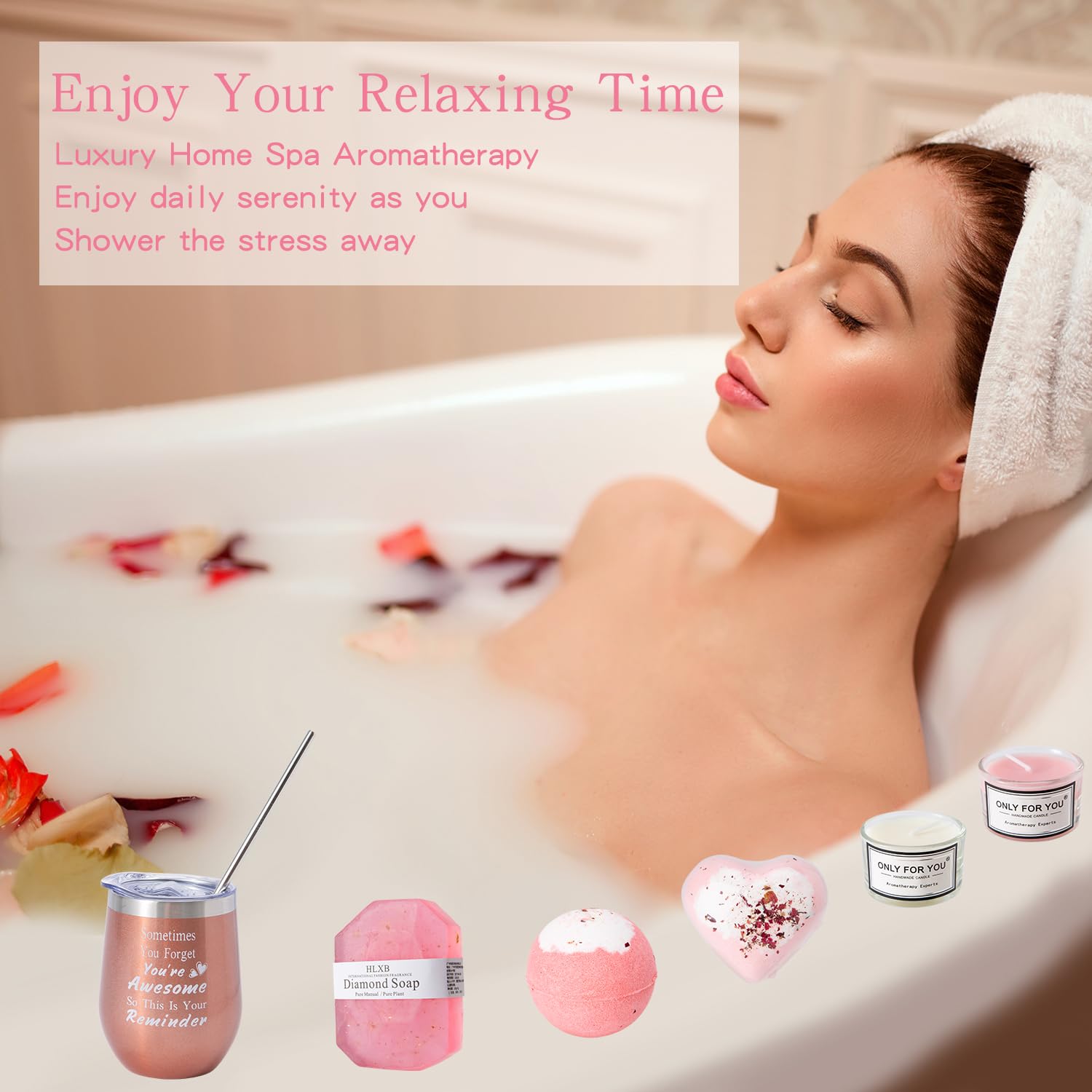 Pink Self Care Gift Box for Women - Relaxing Spa Set, Birthday & Get Well Soon Presents, Unique Friendship Gifts Basket | Perfect for Birthdays, Recovery, Stress Relief & Female Bonding