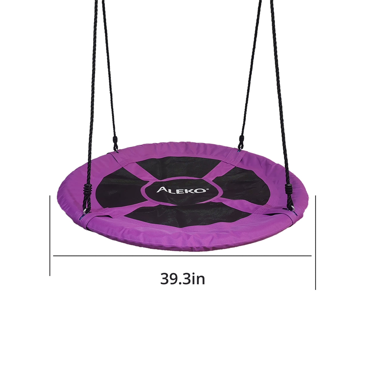 Aleko 40-Inch Purple Outdoor Saucer Platform Swing with Adjustable Hanging Ropes - Durable Patio Furniture for Backyard, Garden, and Poolside Relaxation