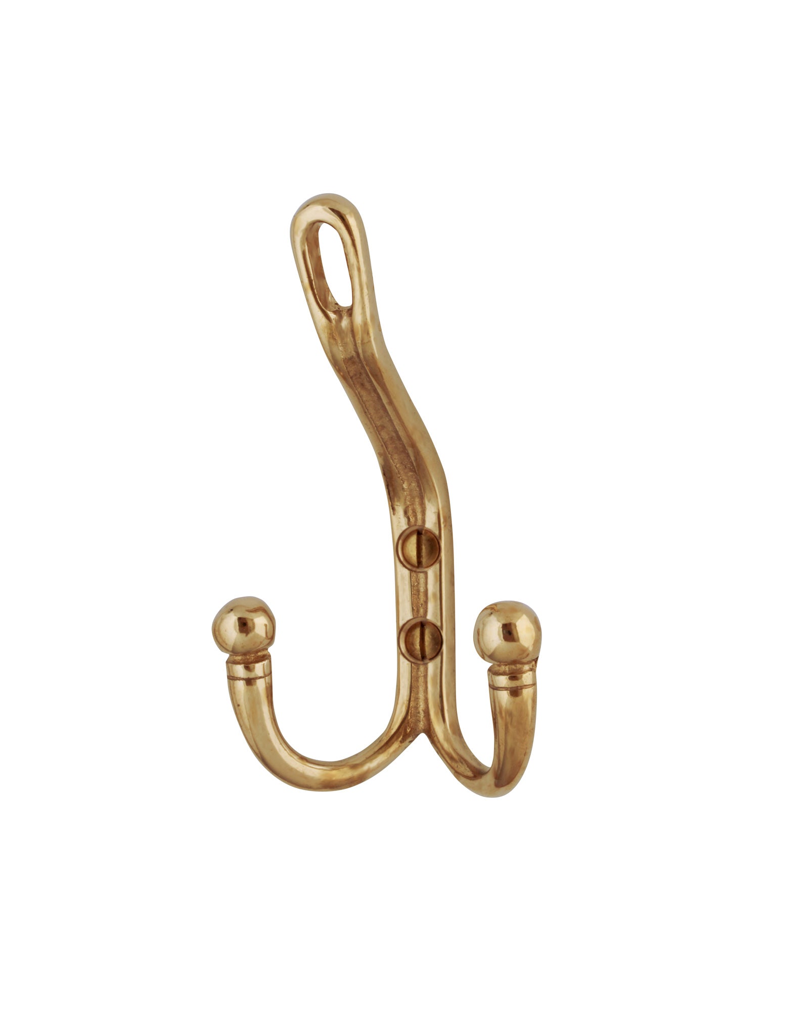 Double Hat Hook in Solid Brass - Heavy Duty Coat Hanger for Hats, Scarves & Jackets - Perfect for Entryway, Bedroom or Closet Organization