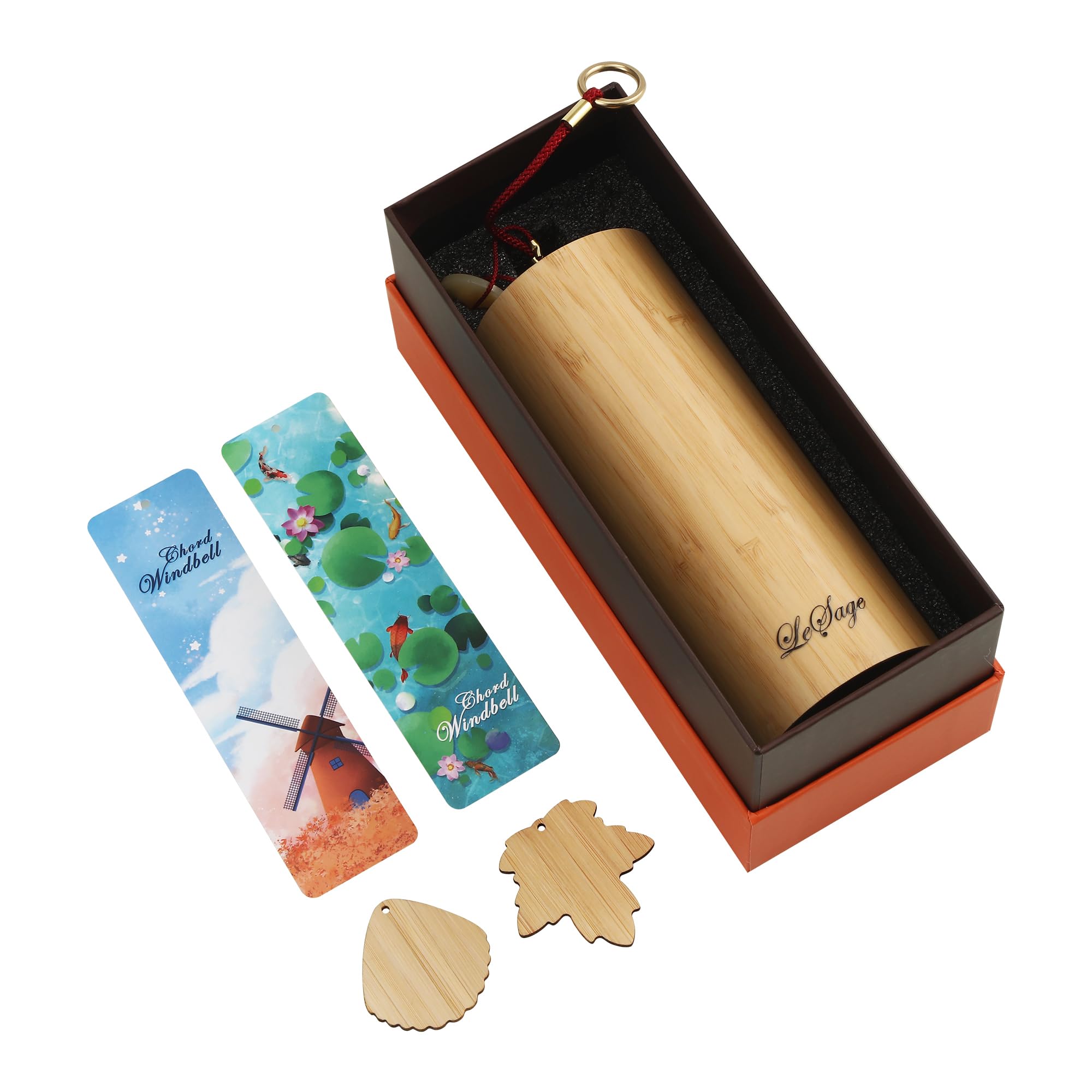 LeSage Bamboo Wind Chime Set of 4 - Handmade Meditation Wind Chimes for Indoor Sound Therapy & Relaxation | Perfect for Yoga, Zen Garden, Home Decor, and Stress Relief