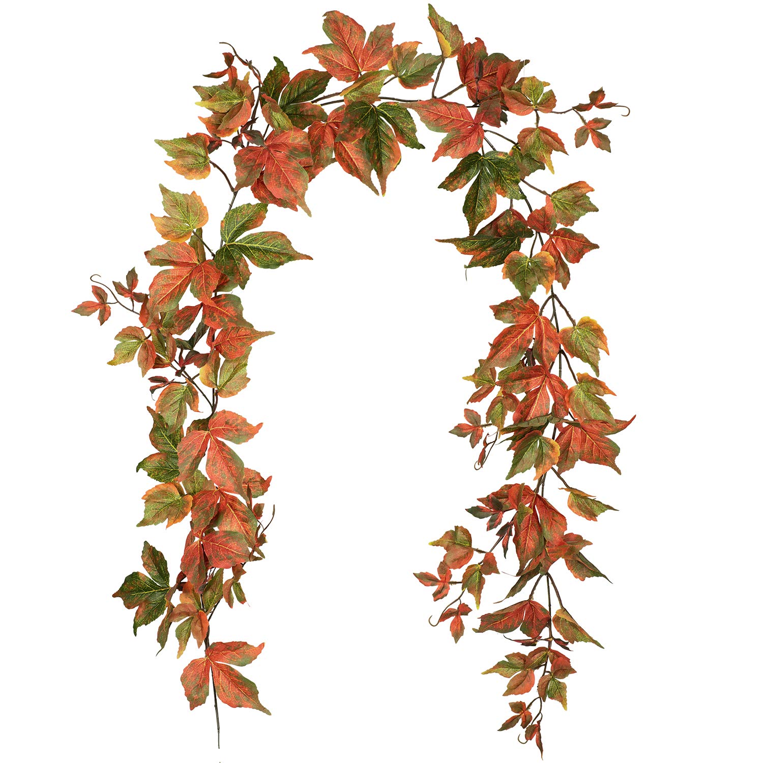 Lvydec 2 Pack 6.5ft Artificial Fall Maple Leaf Garland - Autumn Foliage Decor for Home, Wedding, Party | Seasonal Table Centerpiece, Fireplace Mantel, Front Porch Decoration