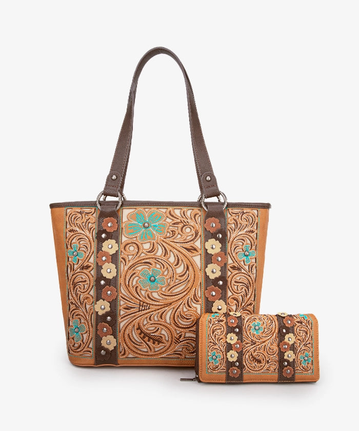 Montana West Embroidered Floral Cut Out Tote Bag for Women - Stylish Handbag for Work, Travel & Shopping