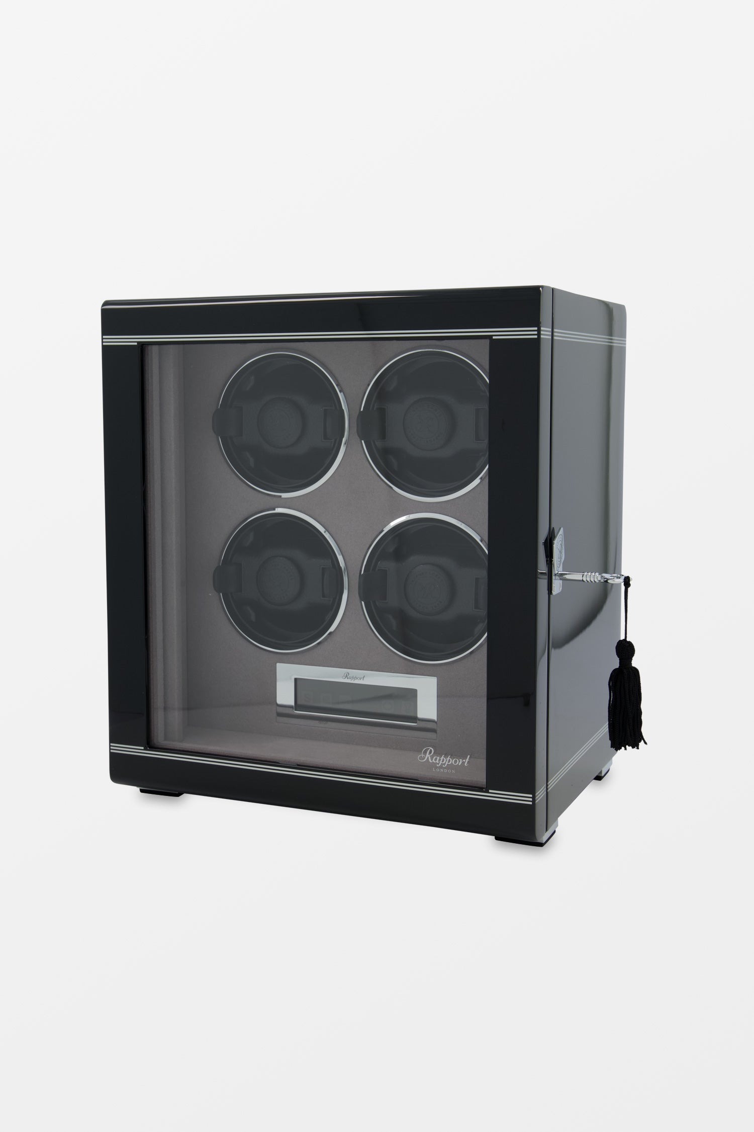 Premium Black Formula Quad Watch Winder for Automatic Watches - 4 Watch Storage Case with Quiet Motor - Perfect for Watch Collectors & Luxury Timepiece Display (Home, Office, Travel)