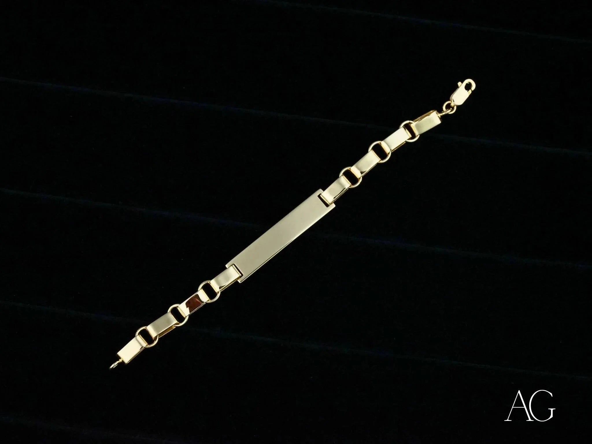 18K Solid Gold Kids ID Bracelet with Unique Chain Links - Personalized Name Jewelry for Children, Toddlers & Babies - Perfect for Gifts, Birthdays & Special Occasions