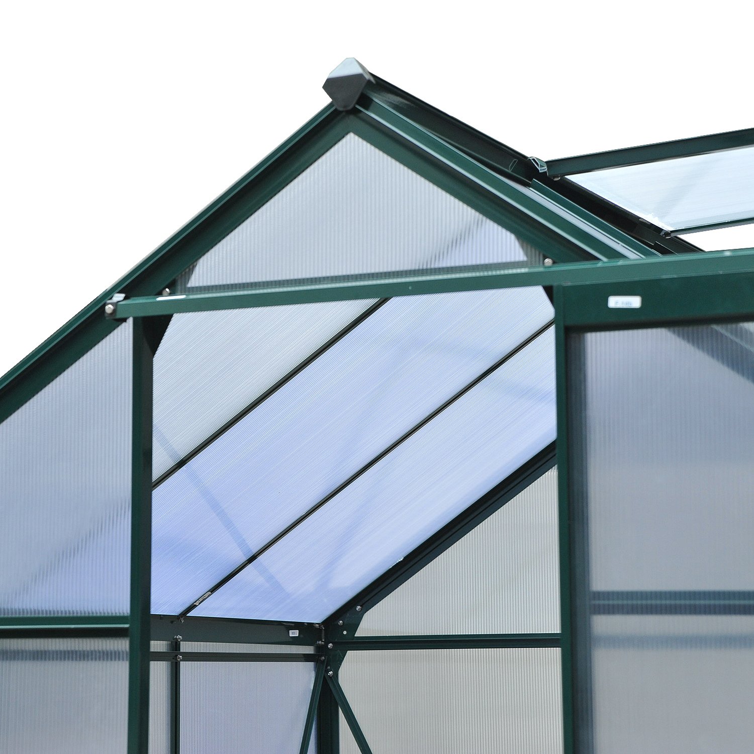 Outsunny 6x6 ft Polycarbonate Walk-in Greenhouse for Outdoor Gardening - Aluminum Frame with Rain Gutter & Roof Vent - Perfect for Backyard, Patio & Plant Protection (Dark Green) | Grow Vegetables, Flowers & Herbs Year-Round