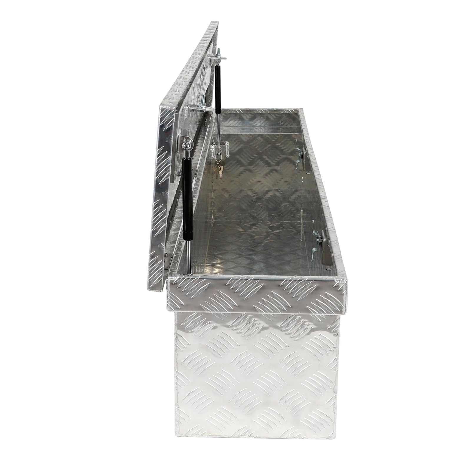 60 x 12 x 14 Inch Heavy Duty Aluminum Trailer Tongue Tool Box with 5-Bar Tread & Lock - Secure Storage for Pickup Trucks, Trailers & RV Accessories - Ideal for Organizing Tools, Equipment & Outdoor Gear
