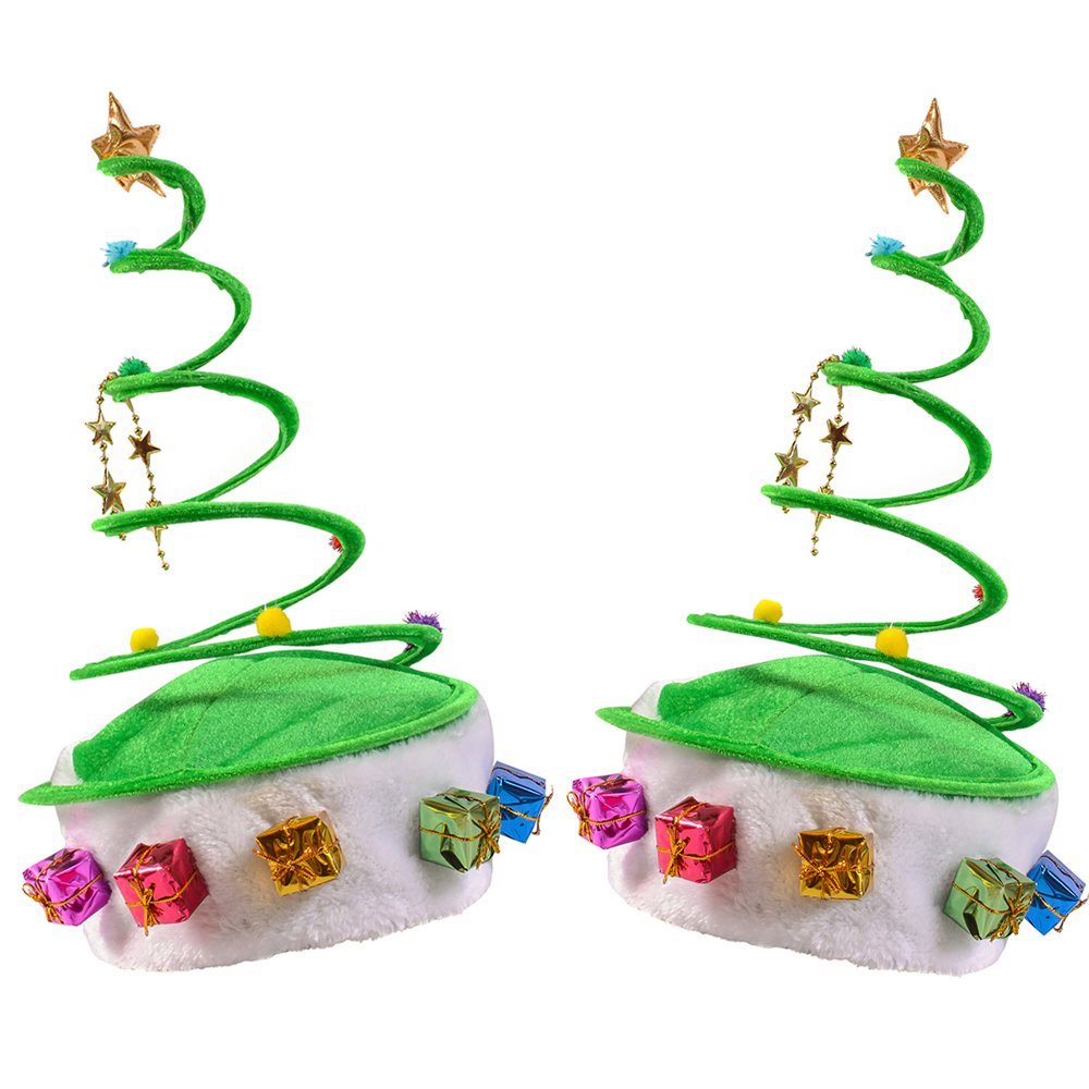 10 Pack Funny Christmas Tree Coil Party Hats - Soft Plush Xmas Costume Accessories for Holiday Parties, Family Gatherings & Festive Celebrations