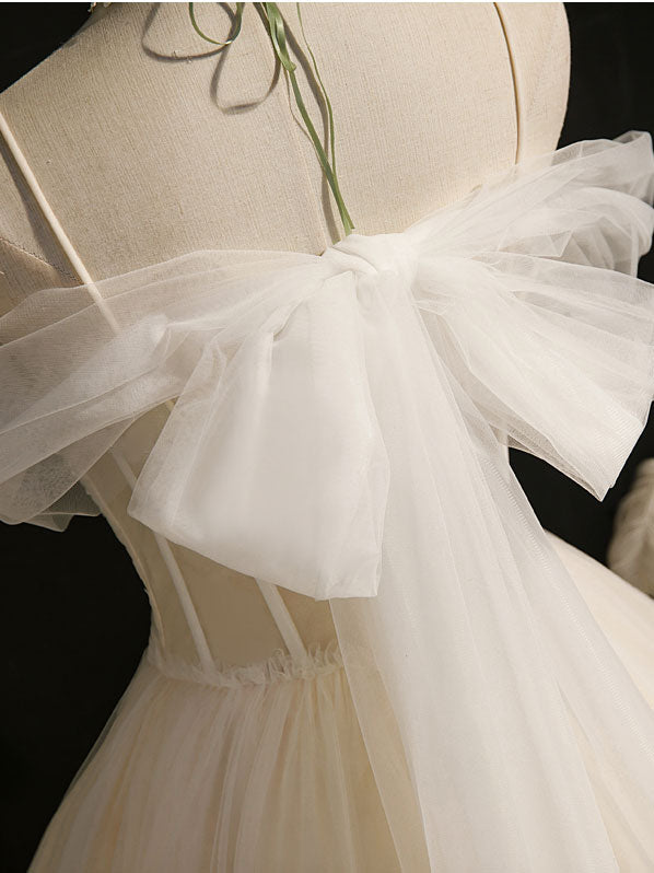 Light Champagne Tulle Short Prom Dress - Puffy Tulle Lace Homecoming Party Gown for Teens | Perfect for Prom Night, Homecoming Dance & Special Occasions