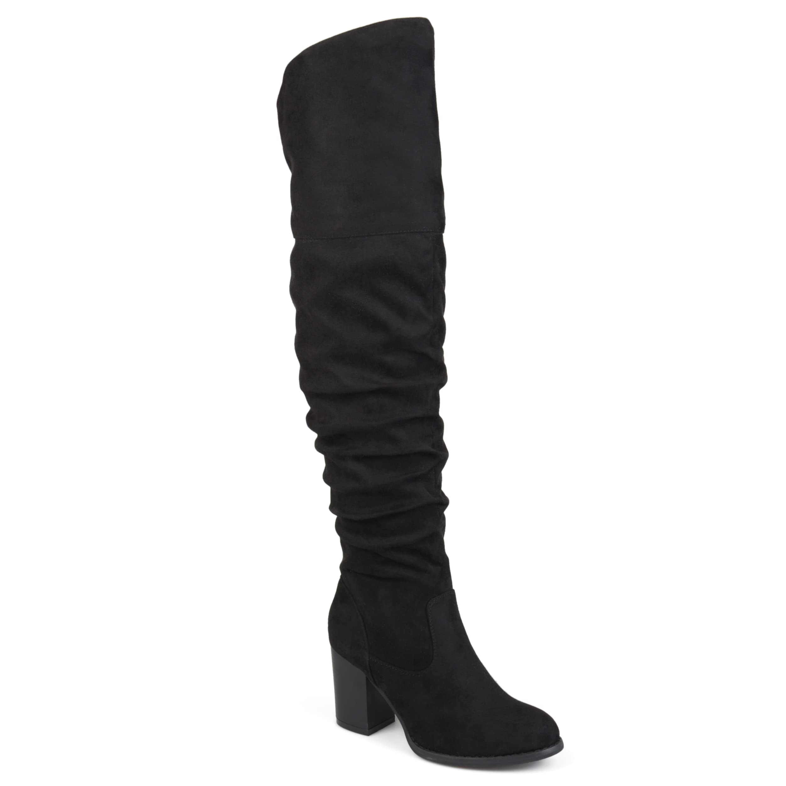 Journee Women's Extra Wide Calf Kaison Boots - Black, Size 8 Wide | Comfortable & Stylish Knee-High Boots for Wide Calves | Perfect for Work, Casual Wear & Winter Outfits