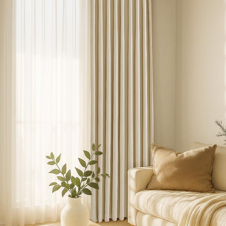 Premium Blackout Curtains - Seren Chenille Heavyweight Drapes in Cream White | Noise Reducing & Thermal Insulated Window Treatments for Bedroom, Living Room & Nursery