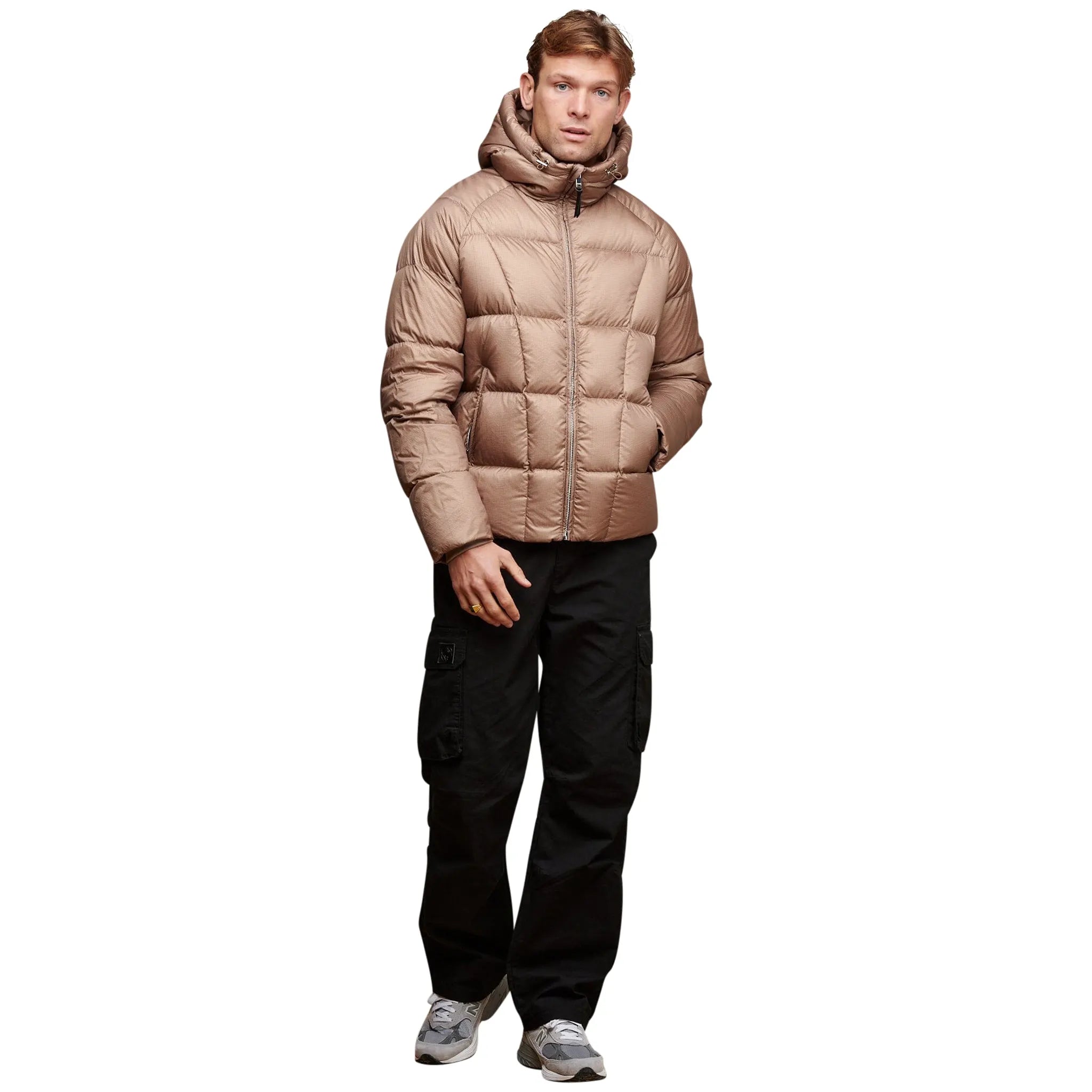 Belier Taupe Ripstop Down Filled Puffer Jacket - Lightweight Warm Winter Coat for Men & Women - Perfect for Skiing, Hiking & Outdoor Activities