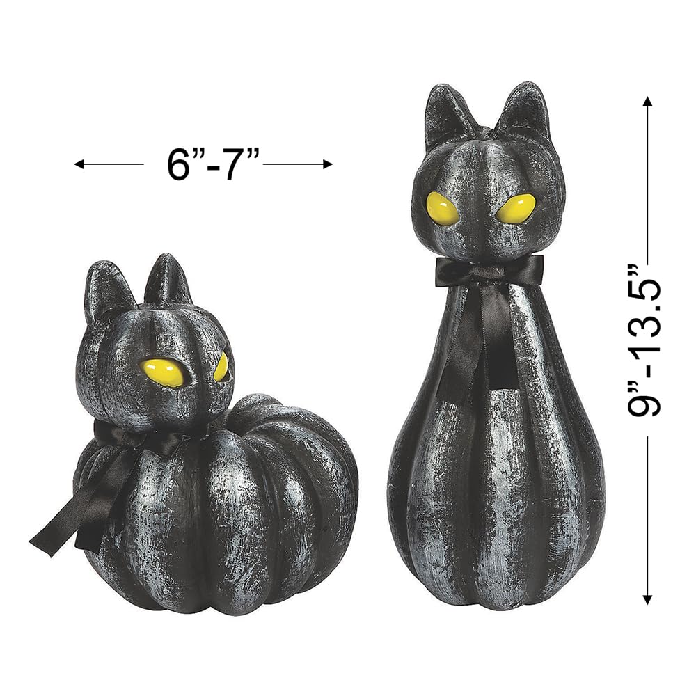 Pumpkin Black Cat LED Halloween Decorations - 2-Piece Set for Mantle, Fireplace & Tabletop - Spooky Home Decor for Halloween Parties & Fall Festivals