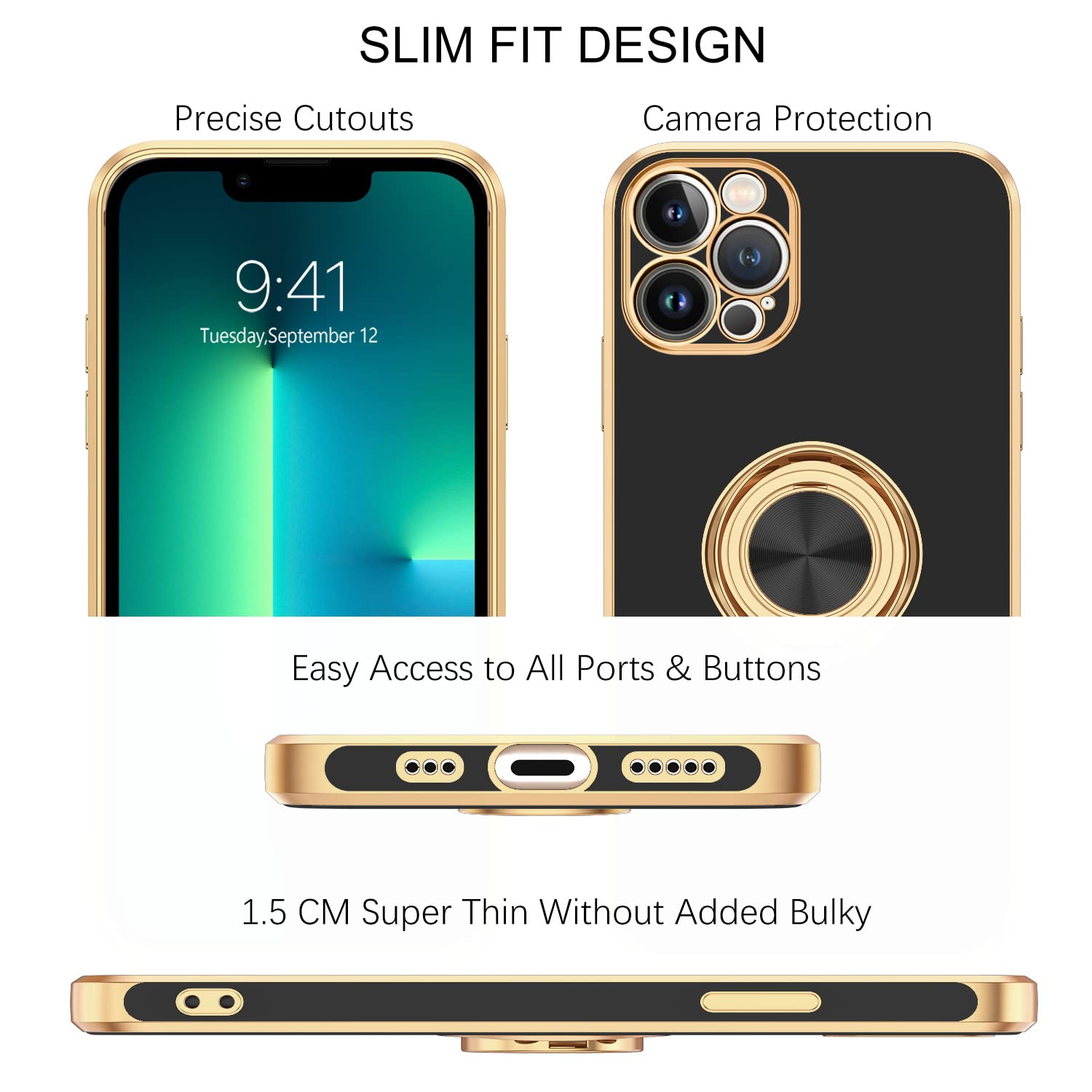 BENTOBEN iPhone 13 Pro Case with 360° Ring Holder & Magnetic Mount - Slim Fit Protective Cover for iPhone 13 Pro 6.1