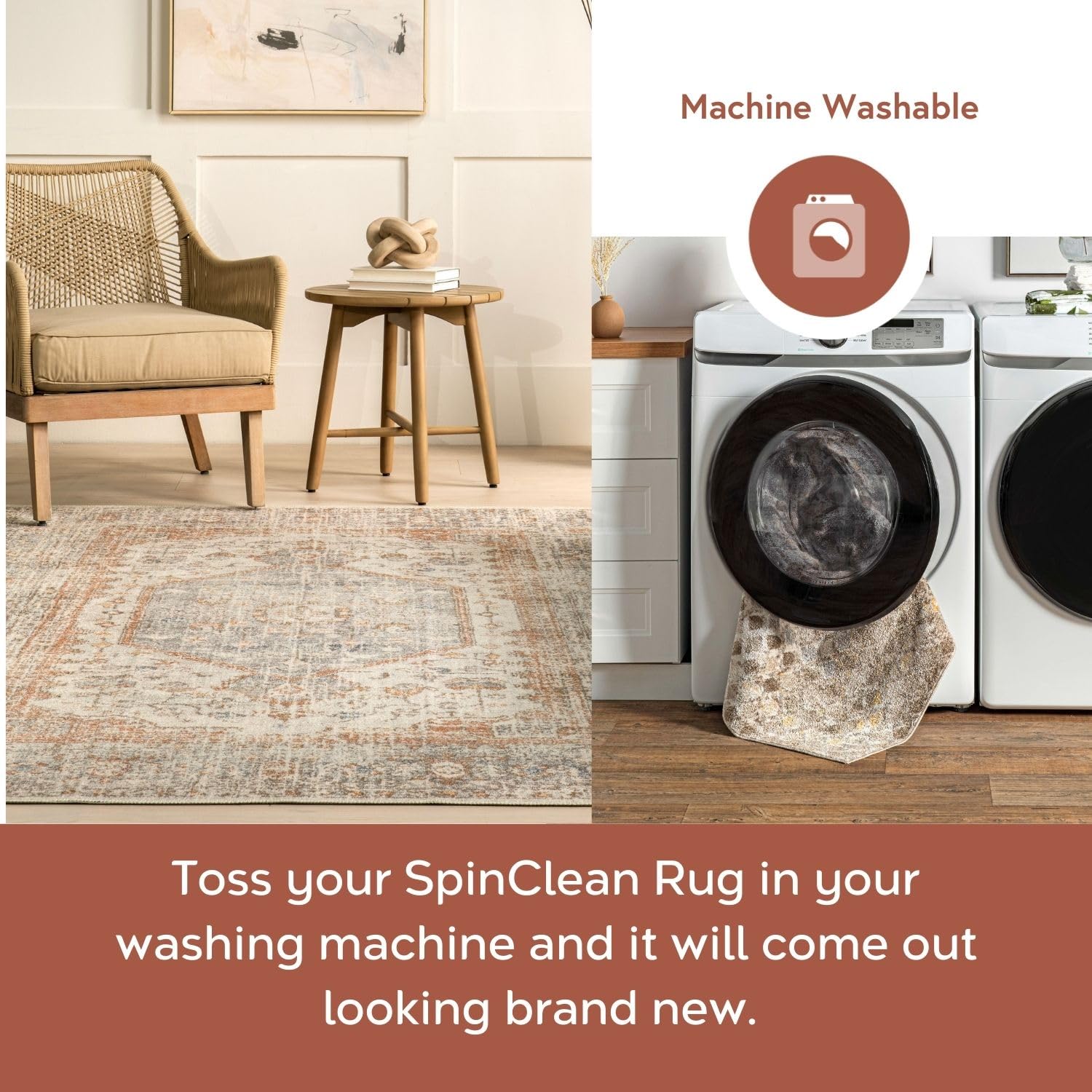 nuLOOM 8' x 10' Washable Area Rug - Stain Resistant, Non-Slip Backing, Low Profile - Jacquie Light Grey - Perfect for Living Room, Bedroom & Dining Room - Soft & Durable for Everyday Use