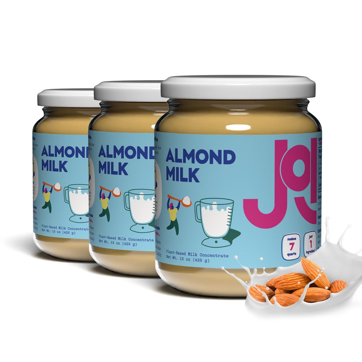 JOI Unsweetened Almond Milk Concentrate Bundle - 3-Pack (27 Servings) | Vegan, Kosher, Keto & Gluten-Free | Perfect for Smoothies, Coffee & Baking | Shelf-Stable Plant-Based Milk Alternative