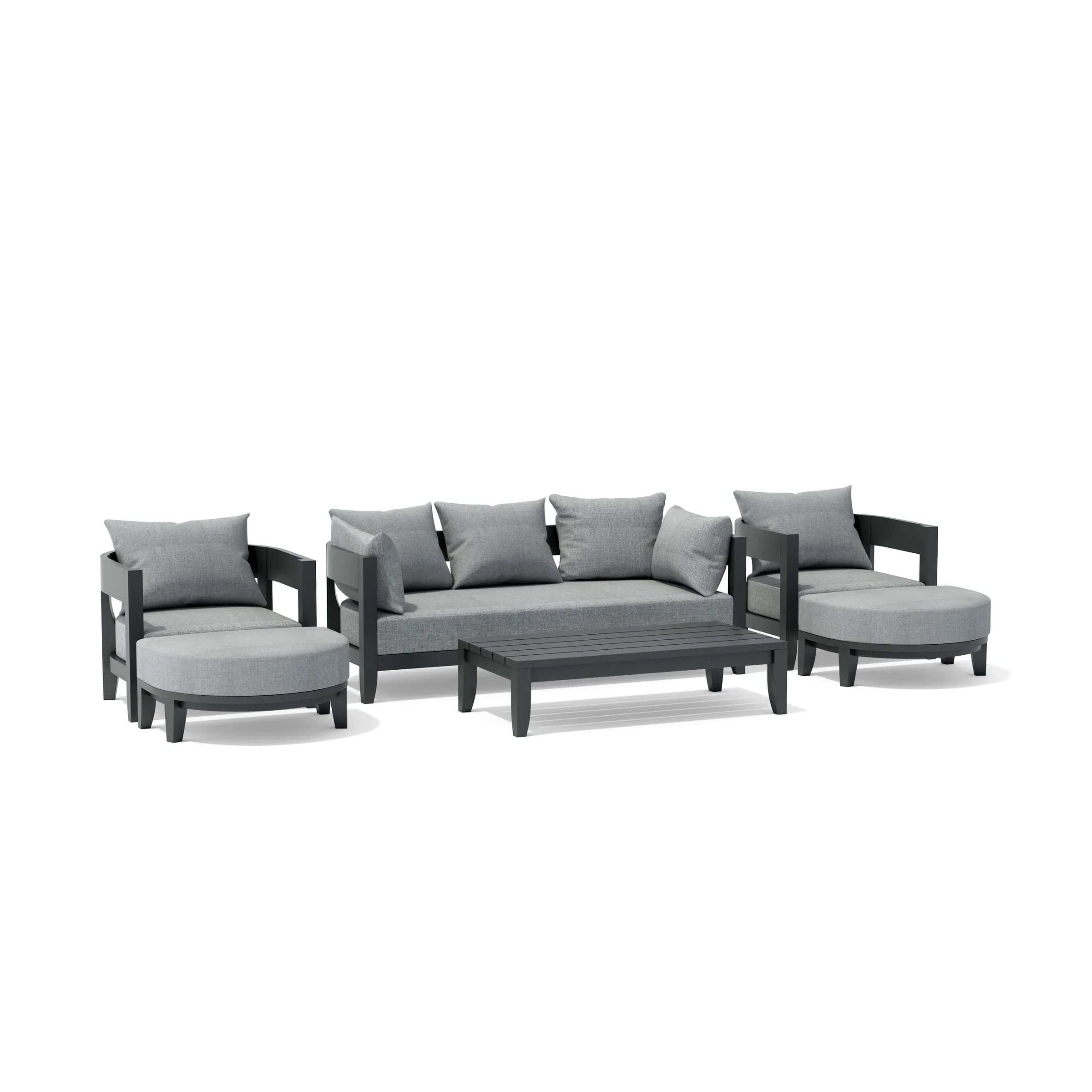 Anderson Teak 6-Piece Coronado Aluminum Deep Seating Patio Set with Cushions (SET 171 AL) - Perfect for Outdoor Living, Poolside Relaxation & Backyard Entertaining