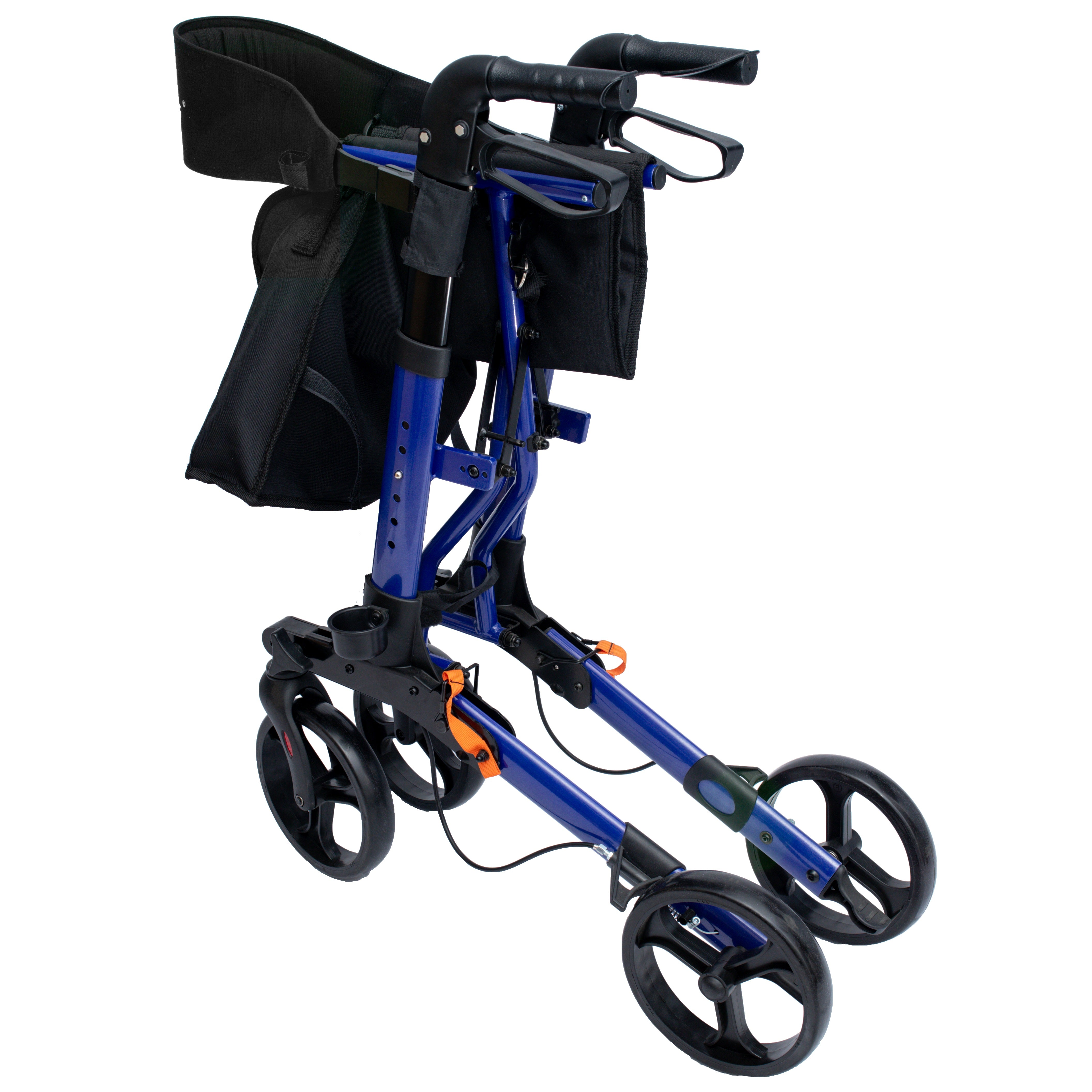 iLIVING Foldable Upright Mobility Rollator Walker for Seniors - Lightweight Aluminum Frame with Front Storage Bag, Easy-Clean Seat & Backrest, Dual Brakes & Parking Lock - Ideal for Elderly Walking Assistance & Outdoor Activities