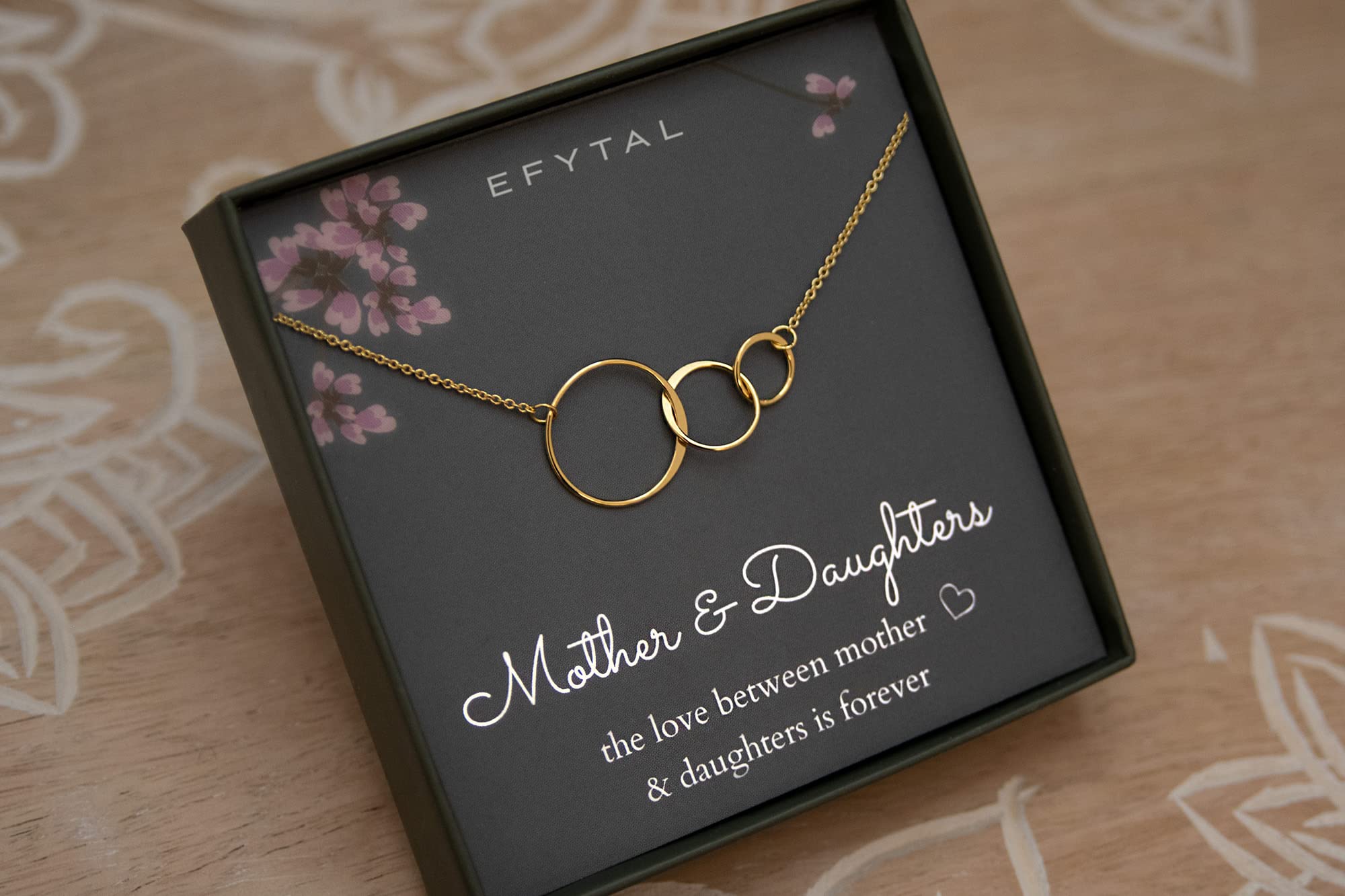EFYTAL Mother Daughter Necklace - Sterling Silver or Gold Plated Infinity Circle Pendant - Elegant Mom Jewelry Gift for Birthday, Christmas & Special Occasions - Perfect for Mother's Day, Anniversaries & Family Celebrations