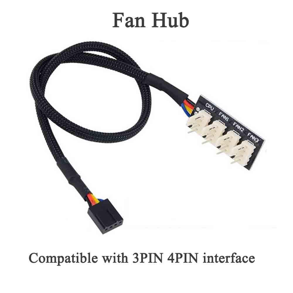 PWM Fan Hub 1 to 4 Port - 4 PIN/3PIN PC CPU Motherboard Cooling Fan Splitter Adapter for Desktop Computer Case Fans | Perfect for Gaming Rigs, Workstations & High-Performance PC Cooling Systems