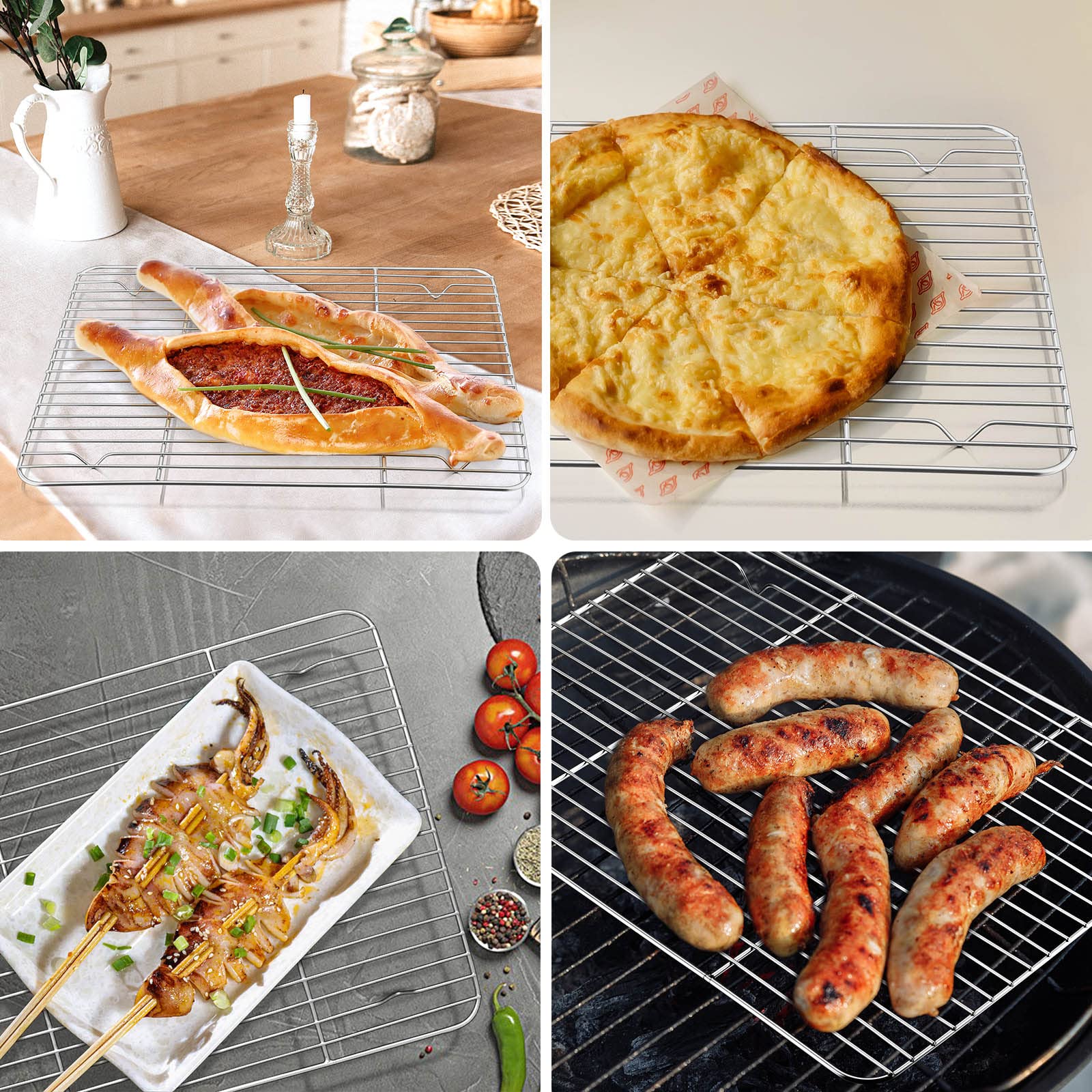 Leonyo 13-Inch Rectangular Basting Cover with 11x9-Inch Cooling Rack - Cheese Melting Dome & Wire Rack for Baking, Griddle Accessories with Steam Dome Lids - Perfect for Oven, BBQ, Flat Top Grill Cooking - Ideal for Restaurants, Home Kitchens & Outdoor Cooking