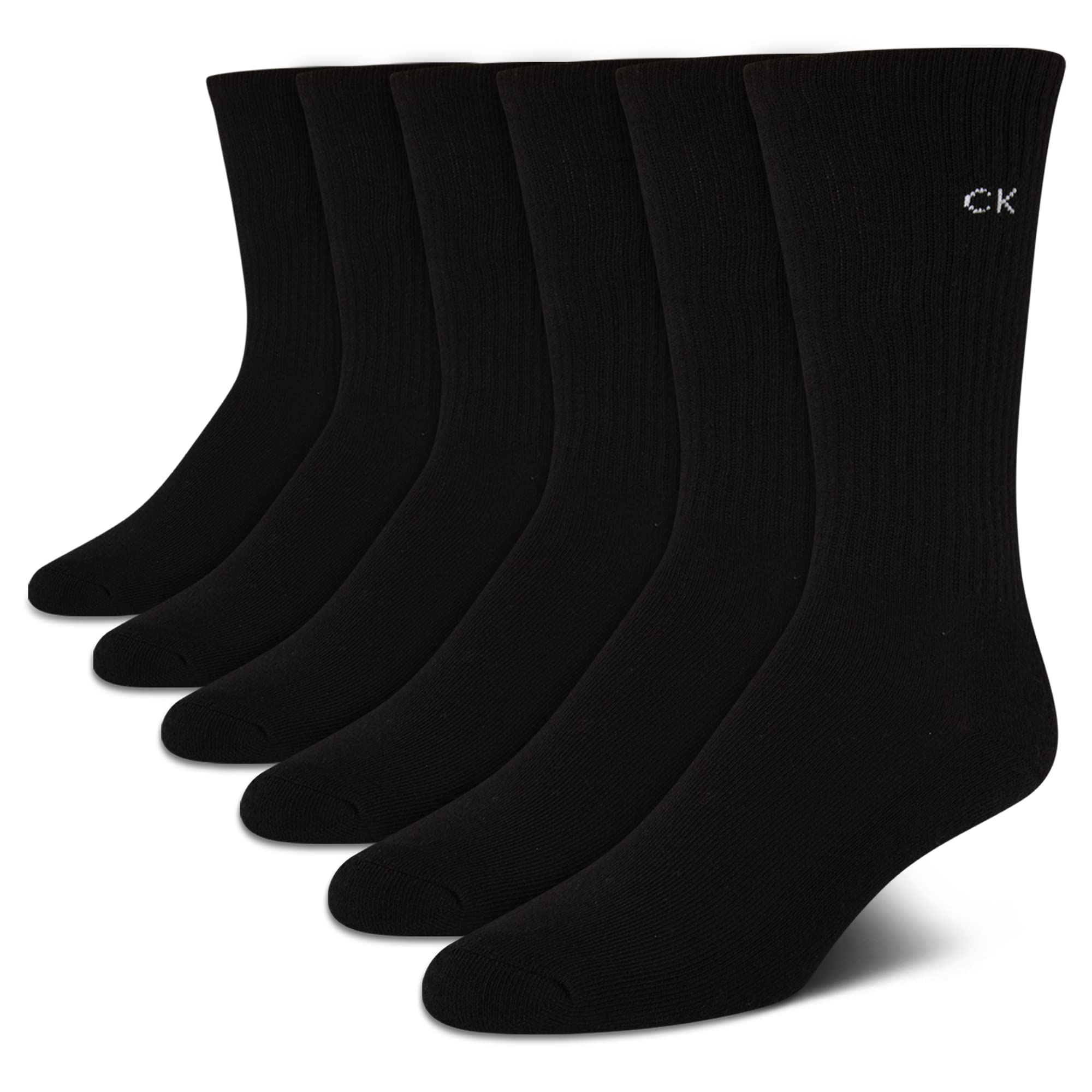 Calvin Klein Men's Dress Crew Socks 6-Pack - Soft Cushioned Non-Binding Cotton Work Socks for Business & Office (Sizes 7-12) | Comfortable Formal Socks for Professionals & Daily Wear