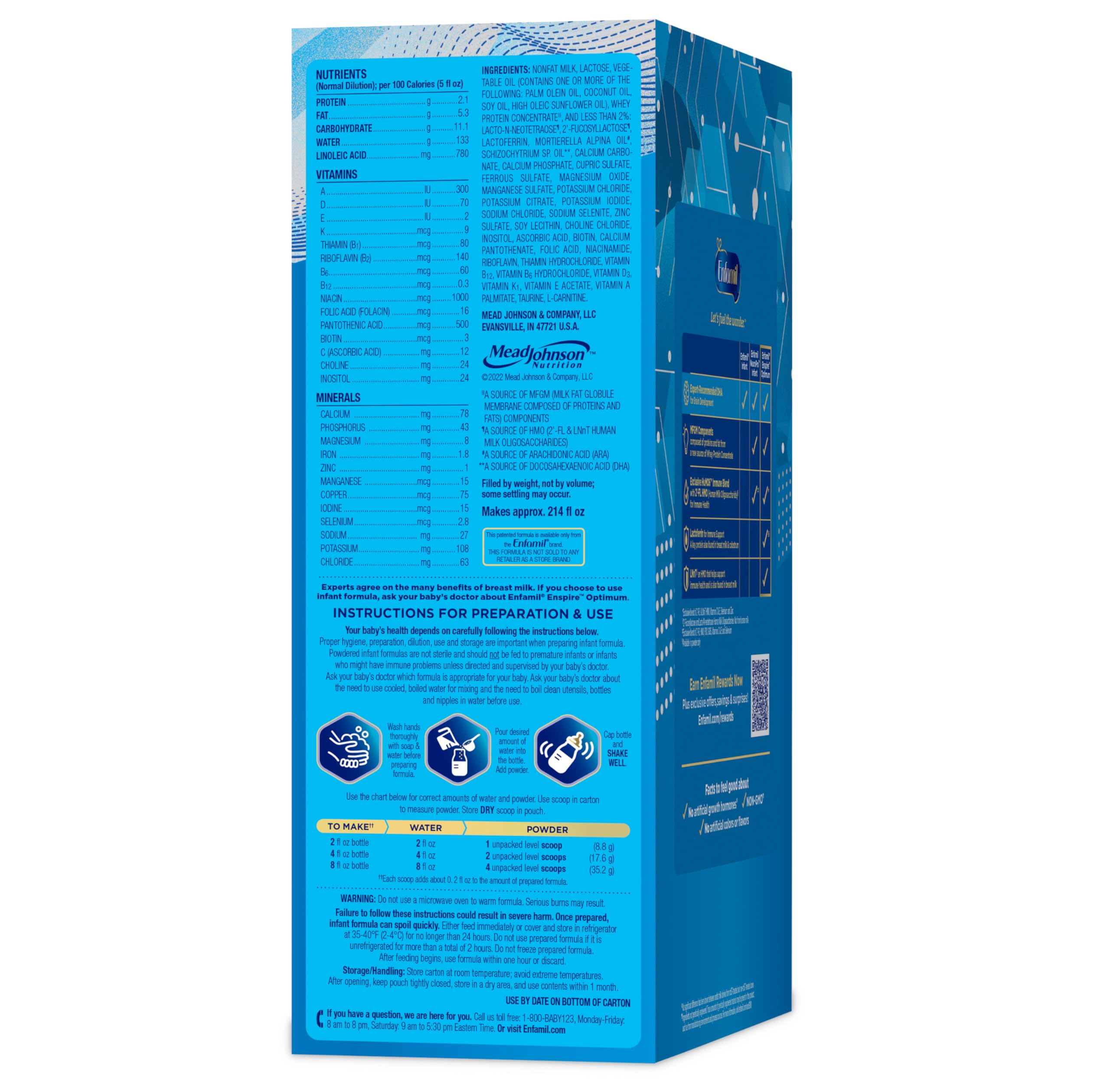 Enfamil Optimum Baby Formula - Closest to Breast Milk with Immune-Supporting Lactoferrin & Brain-Building DHA | 30 Oz (Pack of 4) | Ideal for Newborns & Infants, Perfect for Daycare & Travel Feeding