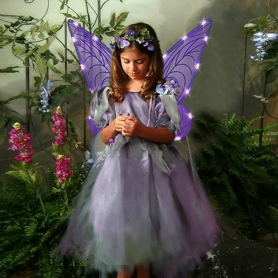 Glowing Fairy Wings for Adults - LED Headband & Fairy Stars - Shimmering Angel & Elf Wings for Costumes, Cosplay, Halloween, Parties, and Magical Photo Shoots