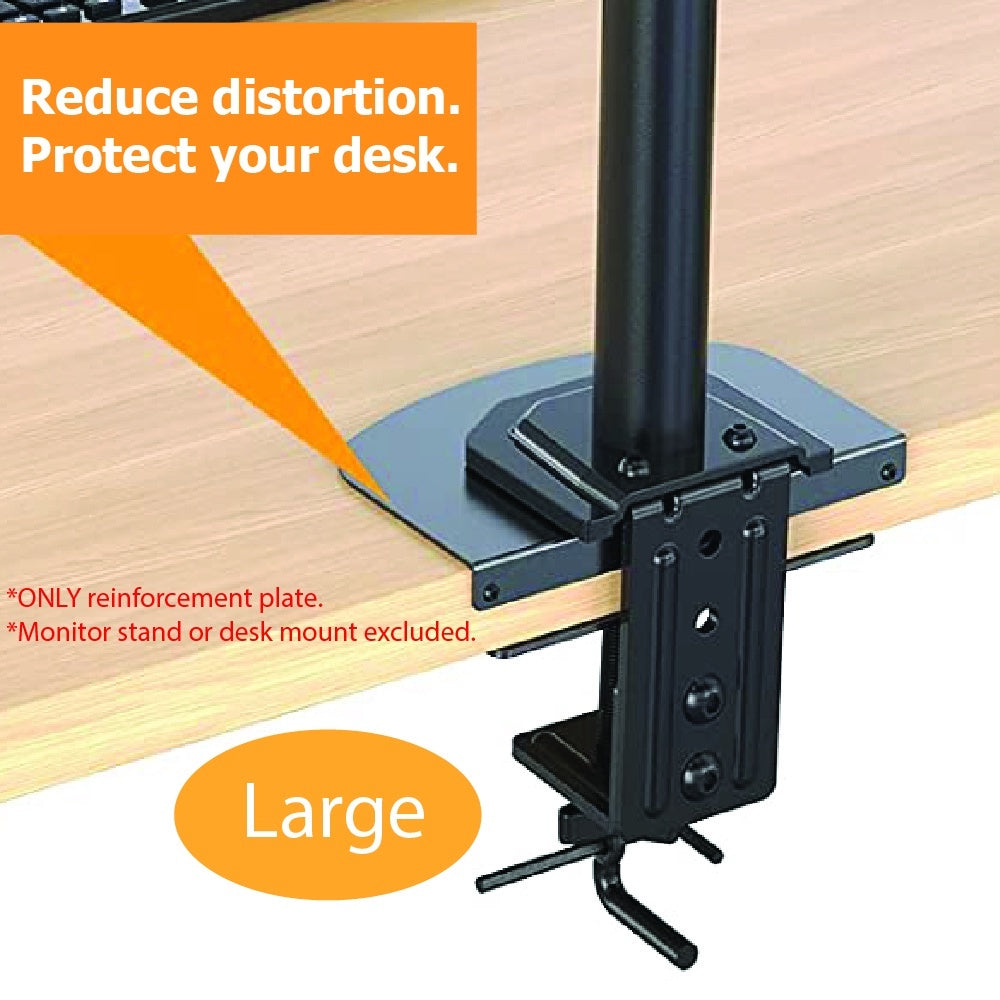 BRATECK Heavy Duty Steel Reinforcement Bracket - Monitor Mount Desk Stand with Tabletop Protection Plate | Prevents Desk Deformation | Ideal for Home Office, Gaming Setup & Workstation Organization