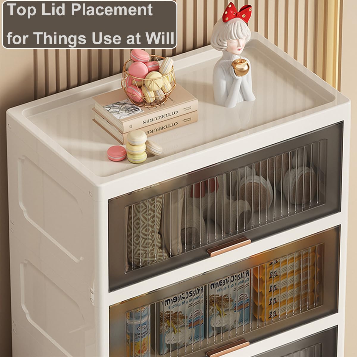Clear Plastic Storage Bins with 4 Drawers - Flip Open Organizer Tower for Home & Office, 25.6
