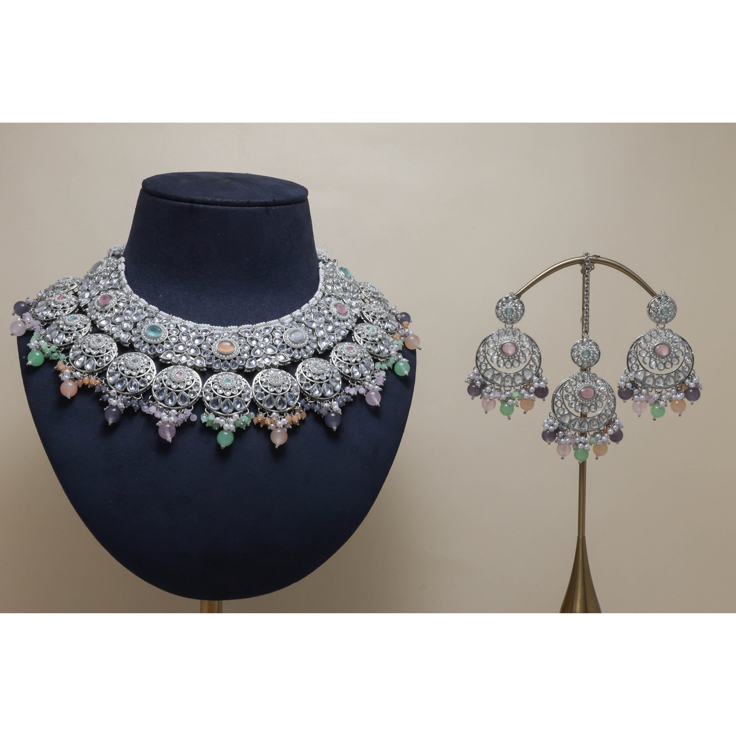 AMARA POLKI Full Set Jewelry - Exquisite Indian Bridal Necklace, Earrings & Bangles Set for Weddings & Special Occasions