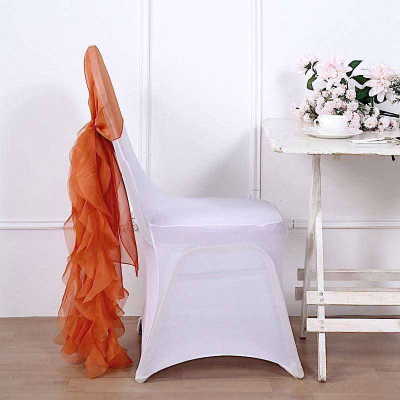 Elegant Premium Chair Cover with Curly Chiffon Ruffled Sashes - Perfect for Weddings, Banquets & Home Decor