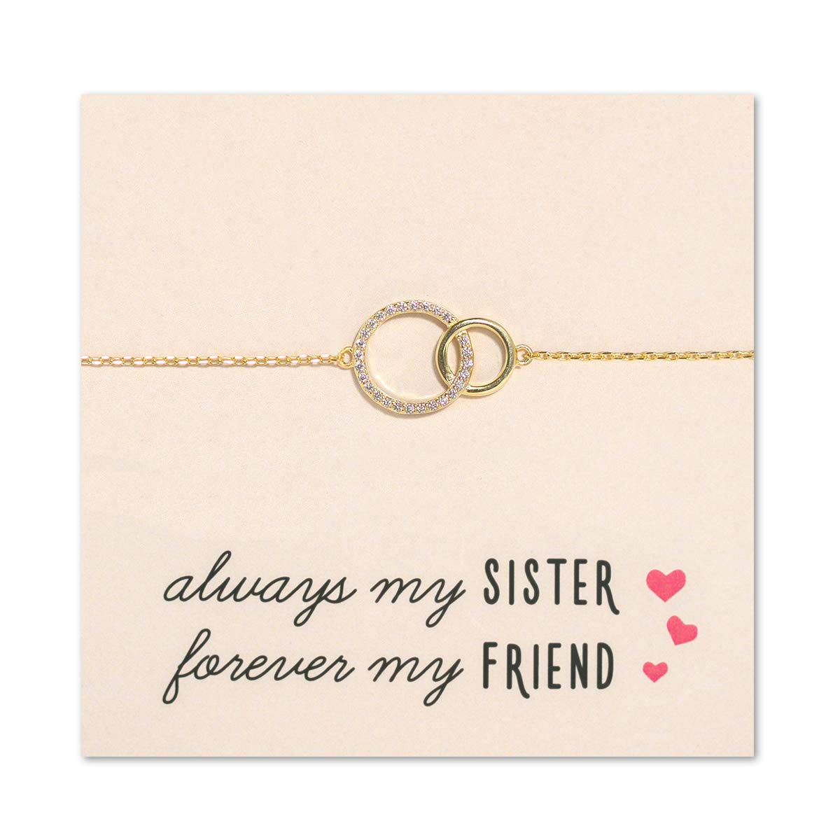 A+O Sister Gift - Interlocking Circle Necklace & Bracelet Set in Gold, Rose Gold, or Sterling Silver | Perfect for Birthdays, Anniversaries, and Best Friend Gifts
