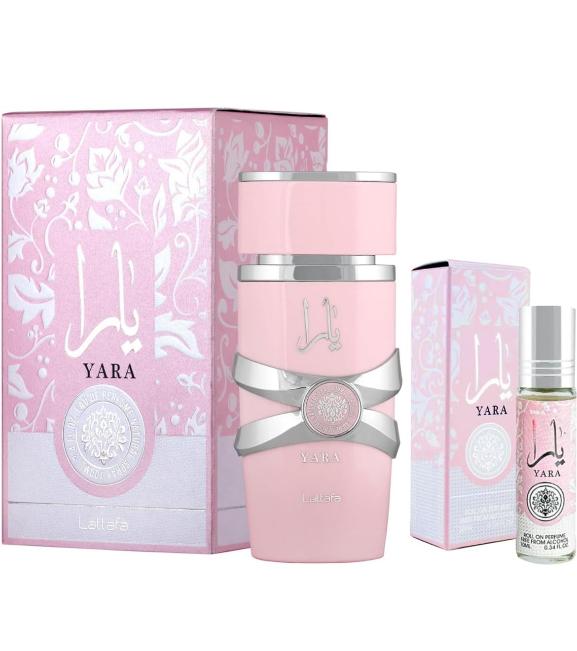 Lattafa Yara Perfume Bundle - 3.4 Fl Oz EDP + 0.34 Fl Oz Concentrated Perfume Oil Set for Women | Long-Lasting Fragrance Gift Set for Date Night, Office & Special Occasions