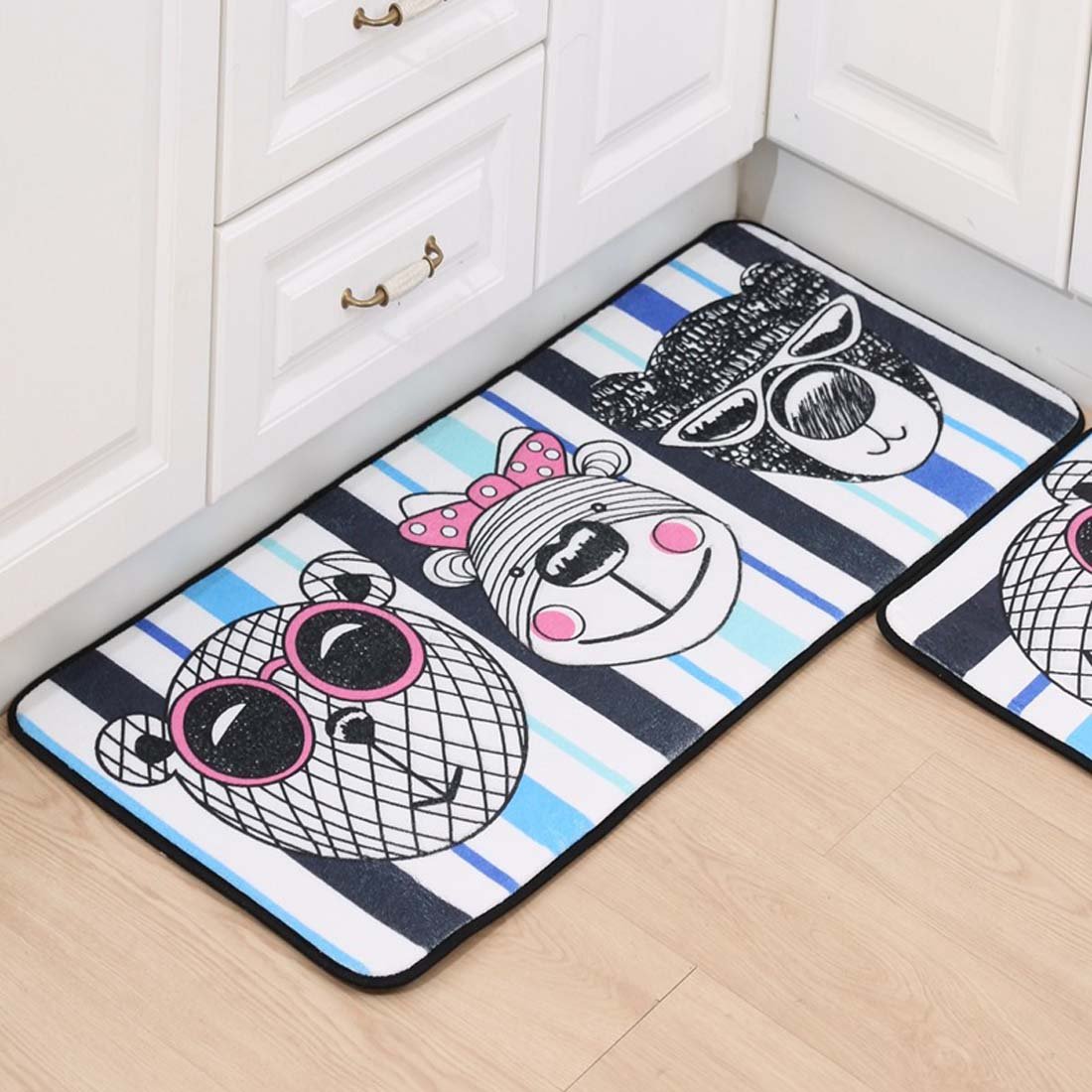 Non-Slip Kitchen Mats & Rugs - Cute Cartoon Bear Design, Low Profile Absorbent Floor Mat for Home, Bathroom, Bedroom | Perfect for Kitchen Safety, Bathroom Comfort & Bedroom Decor