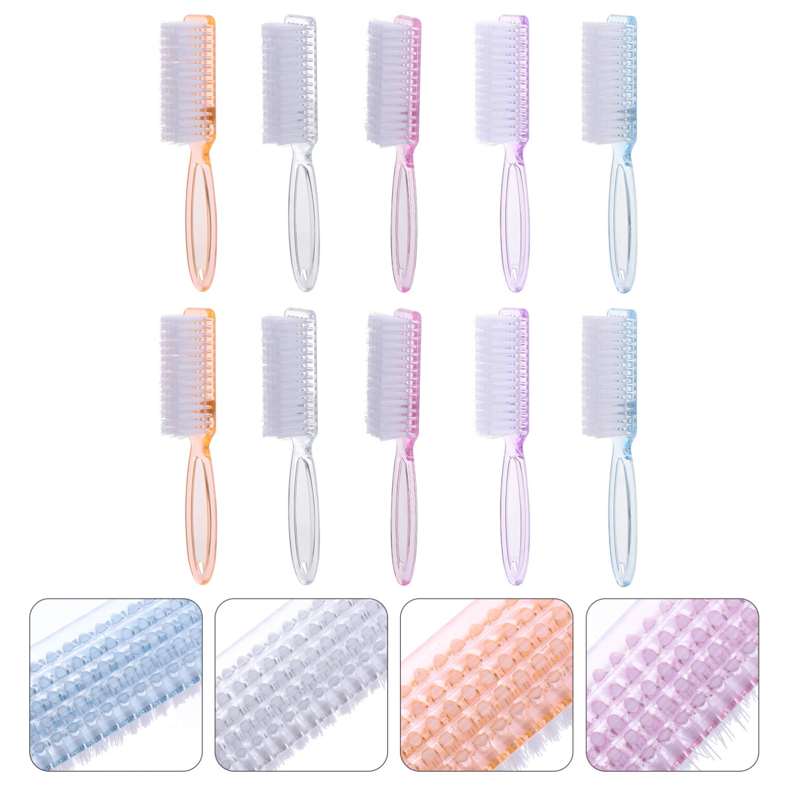 HEALLILY 10-Pack Nail Cleaning Brushes with Handle - Professional Fingernail & Pedicure Scrub Brushes for Home Salon, Manicure, Pedicure & Toe Care