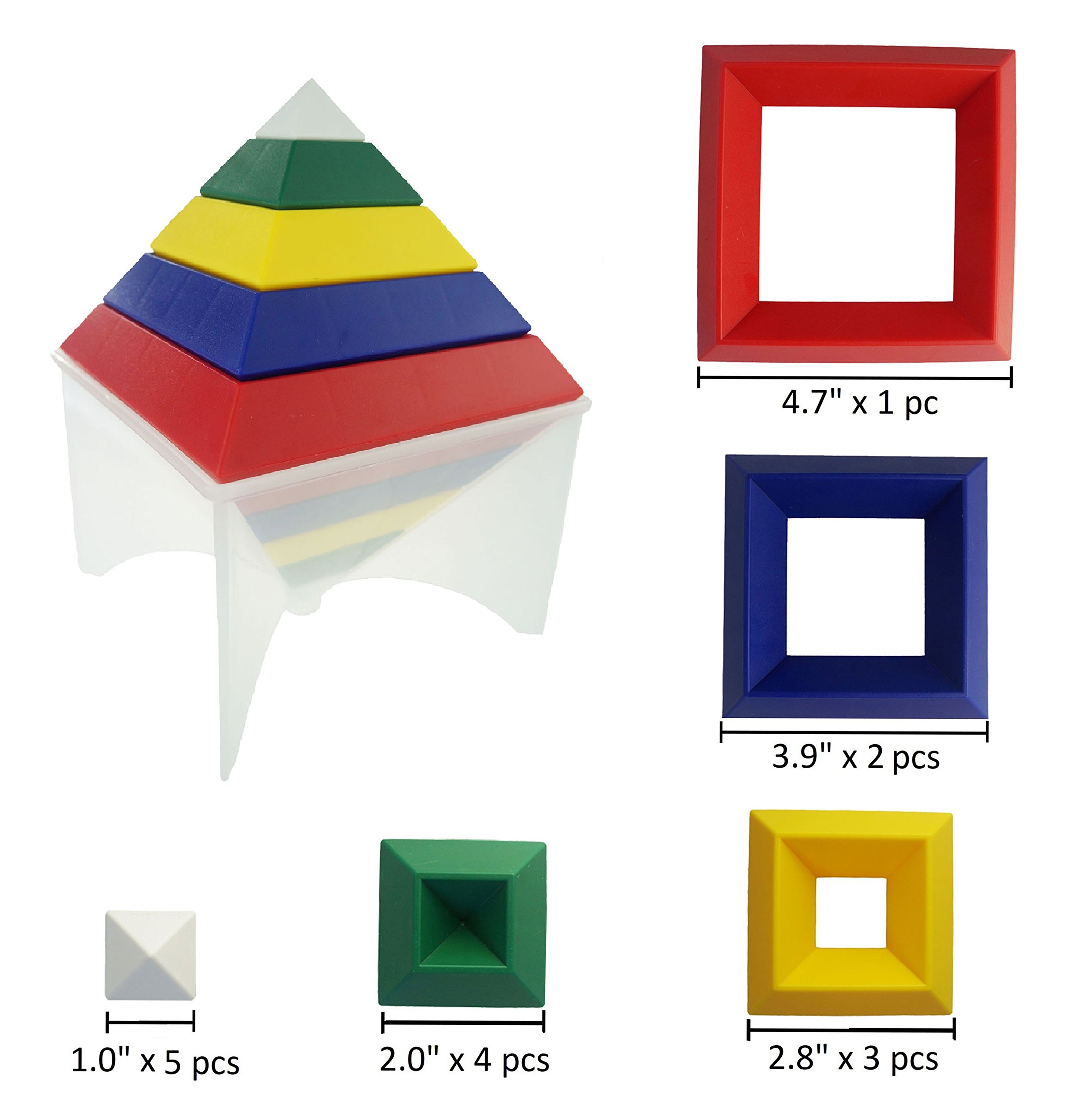 3D Pyramid Stacking Toy Building Blocks - Brain Teaser Puzzle for Kids & Adults - Creative Preschool Learning STEM Toys - Toddler Building Blocks for 3+ Year Old Boys & Girls - Perfect for Classroom, Birthday Gifts & Family Game Night