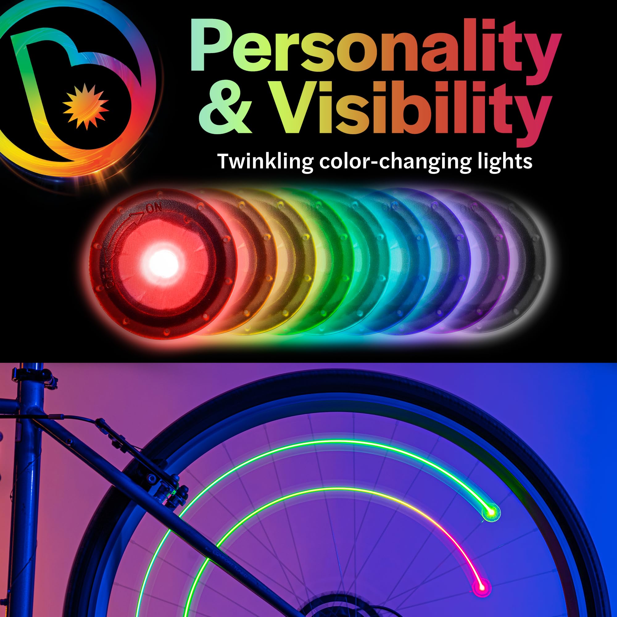 Brightz Orbit LED Bike Spoke Lights - RGB Color Changing Mini Bicycle Wheel Lights for Kids & Adults - Perfect for Night Riding, Burning Man, and Festivals