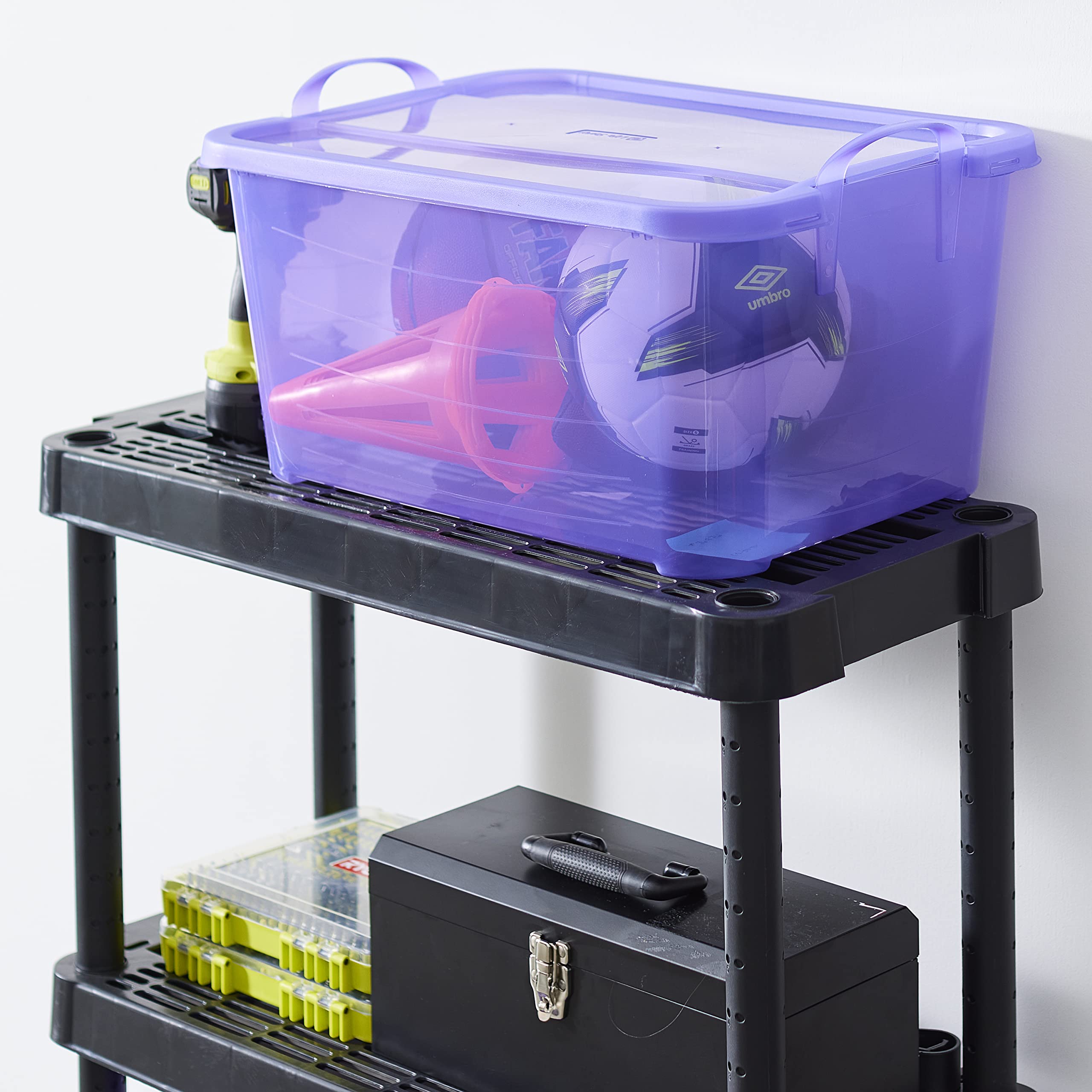 Purple Stackable Closet Storage Boxes - 55 Quart (24 Pack) | Space-Saving Organizer for Bedroom, Closet & Home Organization | Durable Plastic Storage Containers for Clothes, Toys & Seasonal Items